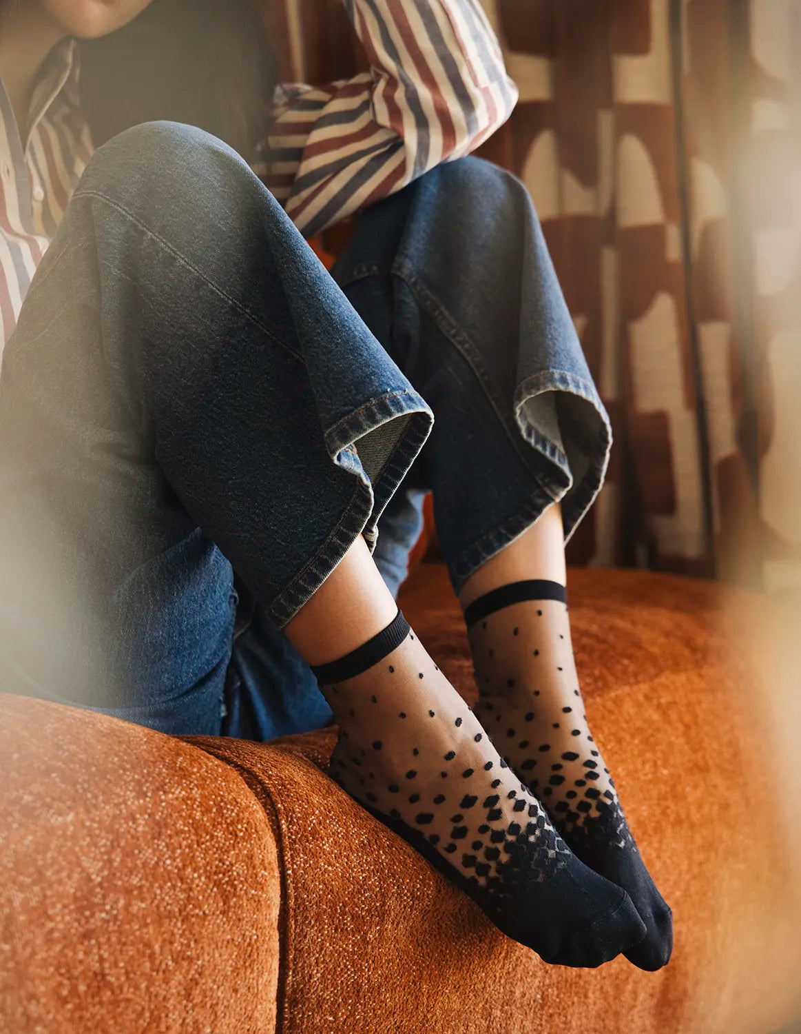 Sheer Polka Dot Socks — Nakameguro Black