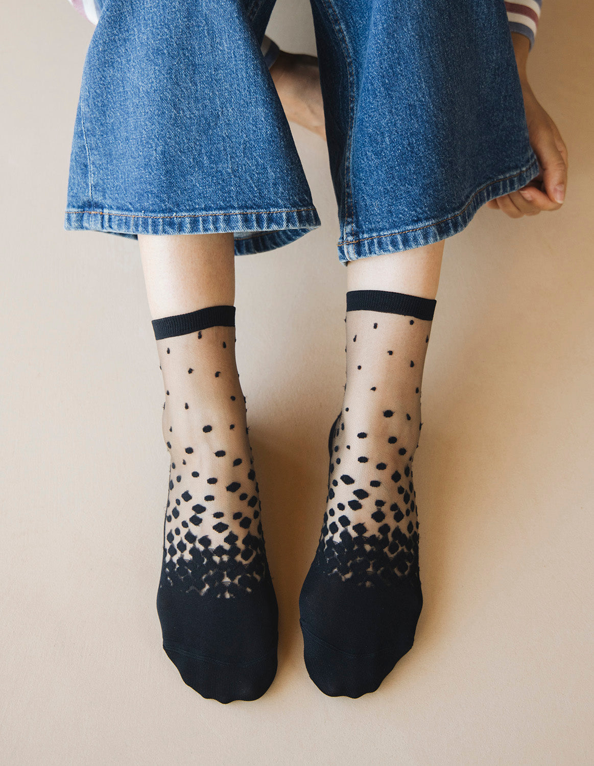 Sheer Polka Dot Socks — Nakameguro Black