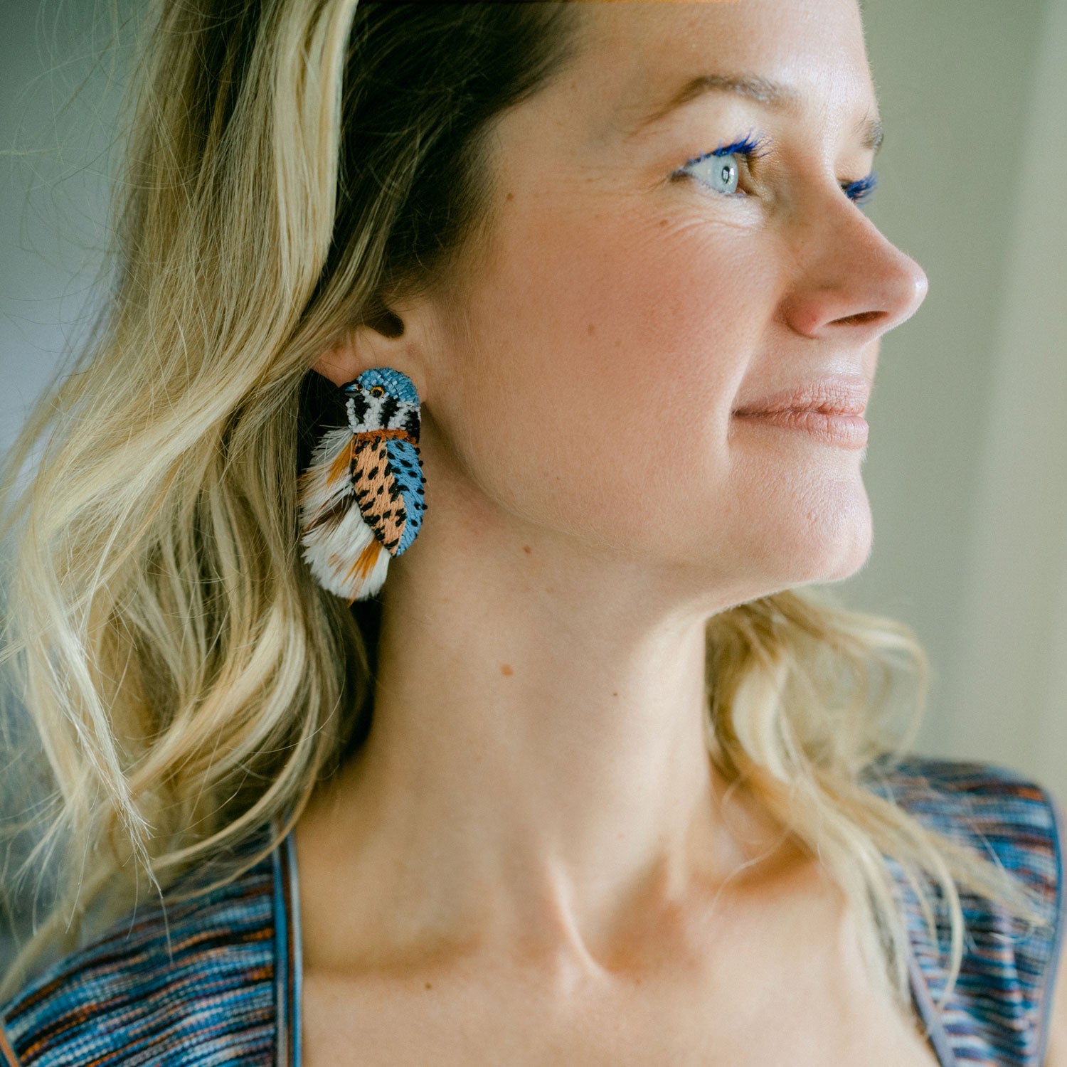 Kestrel Bird Earrings Light Blue