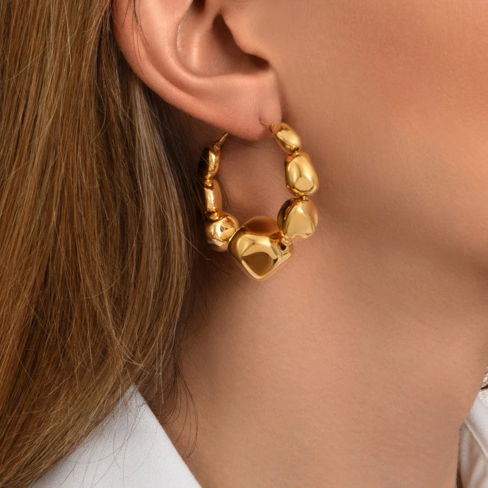Large Loulou Hoops in Gold-Plated Metal - Gold