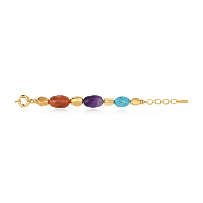Loulou adjustable bracelet in gold-plated metal and colored stones