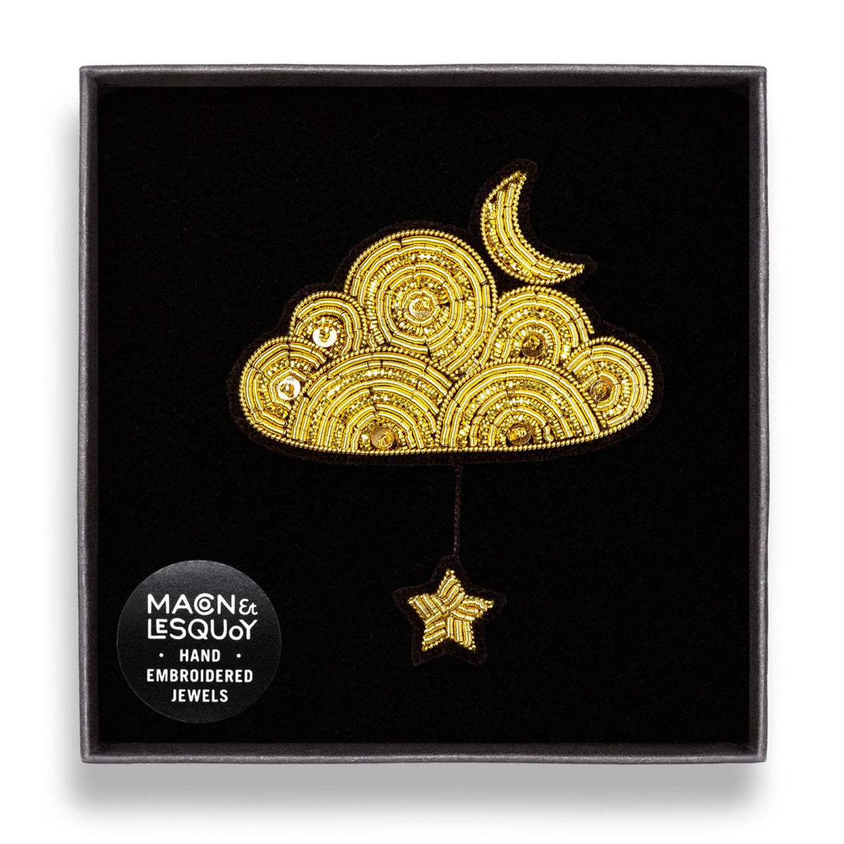 Gold Cloud and Star Brooch
