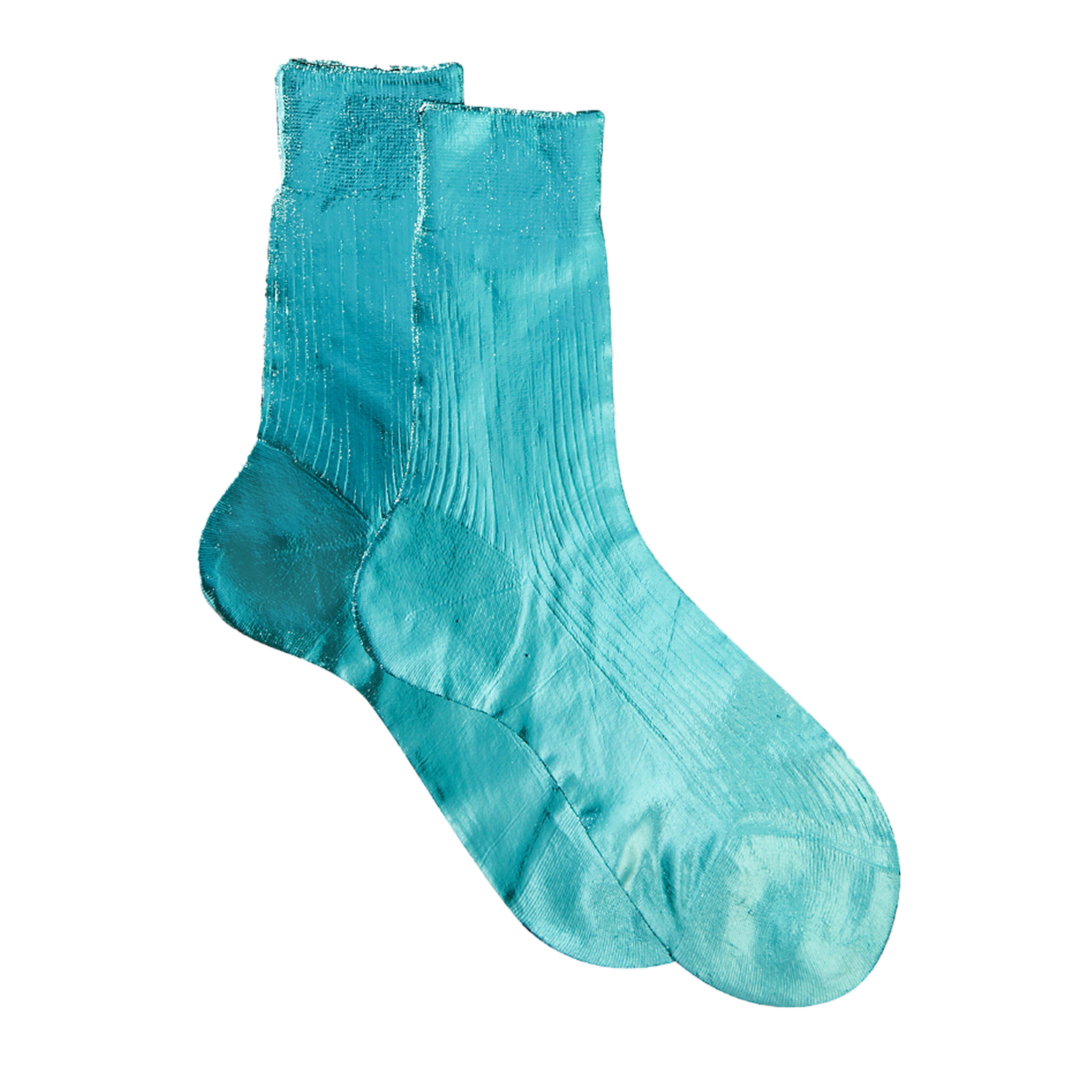 One Ribbed Laminated Sock - Water