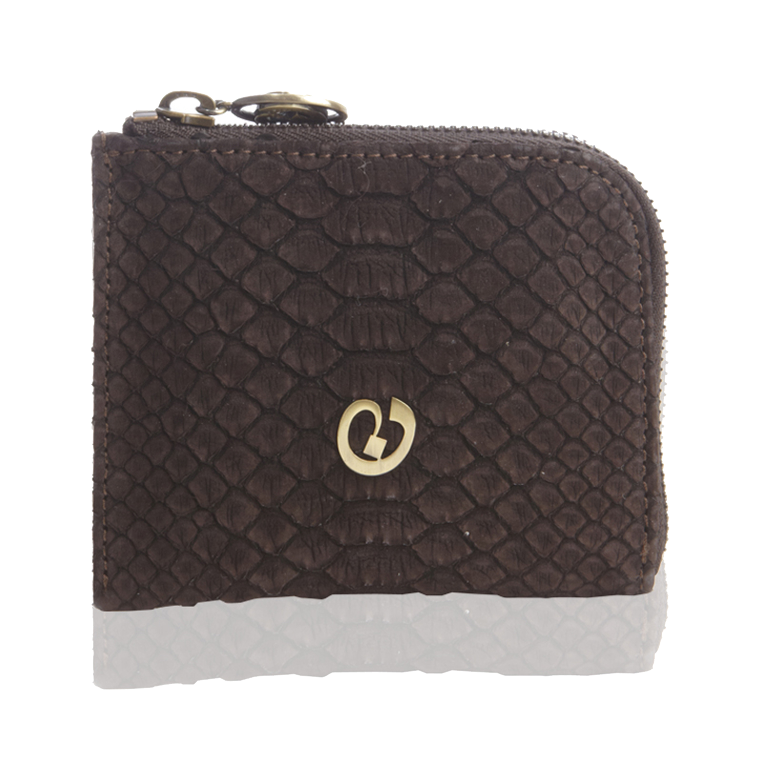 Small Square Zip Around Wallet - Chocolate