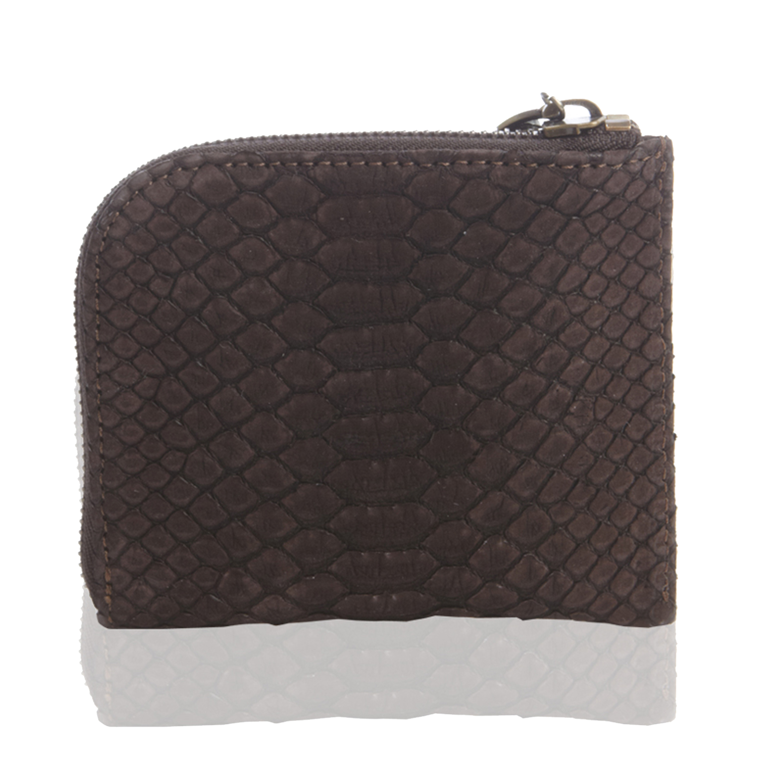 Small Square Zip Around Wallet - Chocolate