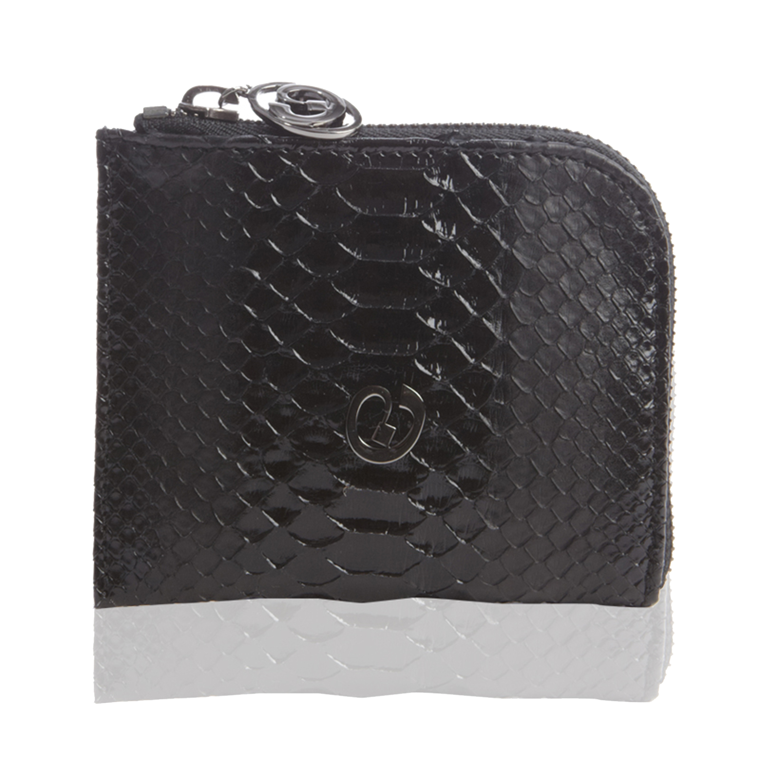 Small Square Zip Around Wallet - Black