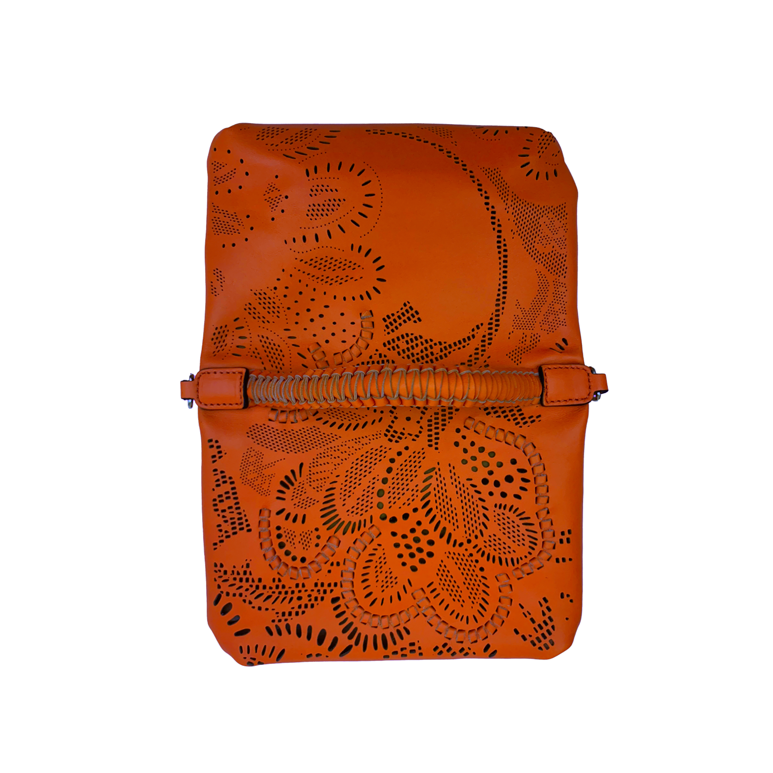 Bibi Mini Laser Cut Leather Bag - Orange