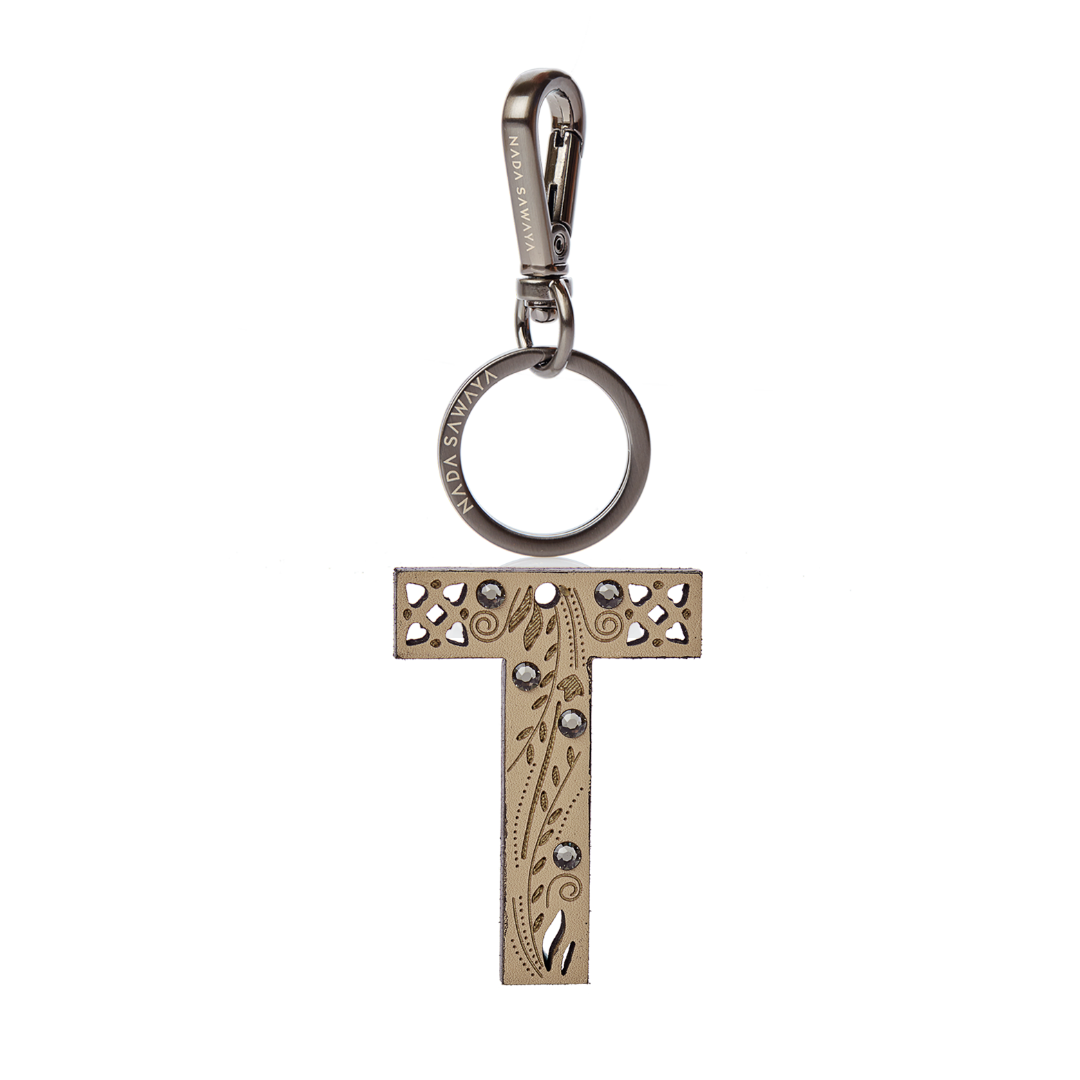 One Large T-Letter Leather Charm- Nude
