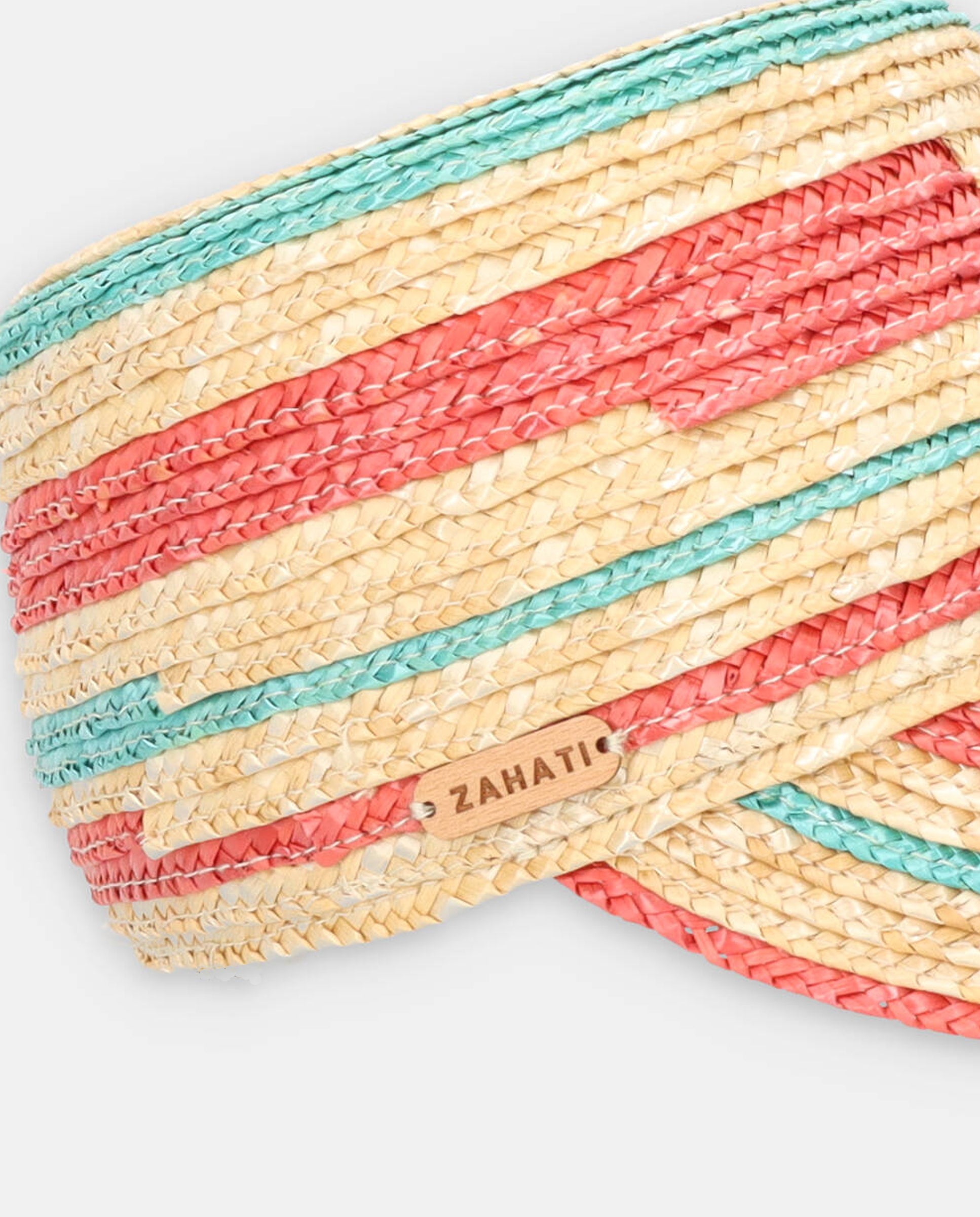 Striped Straw Cap - Red / Aqua