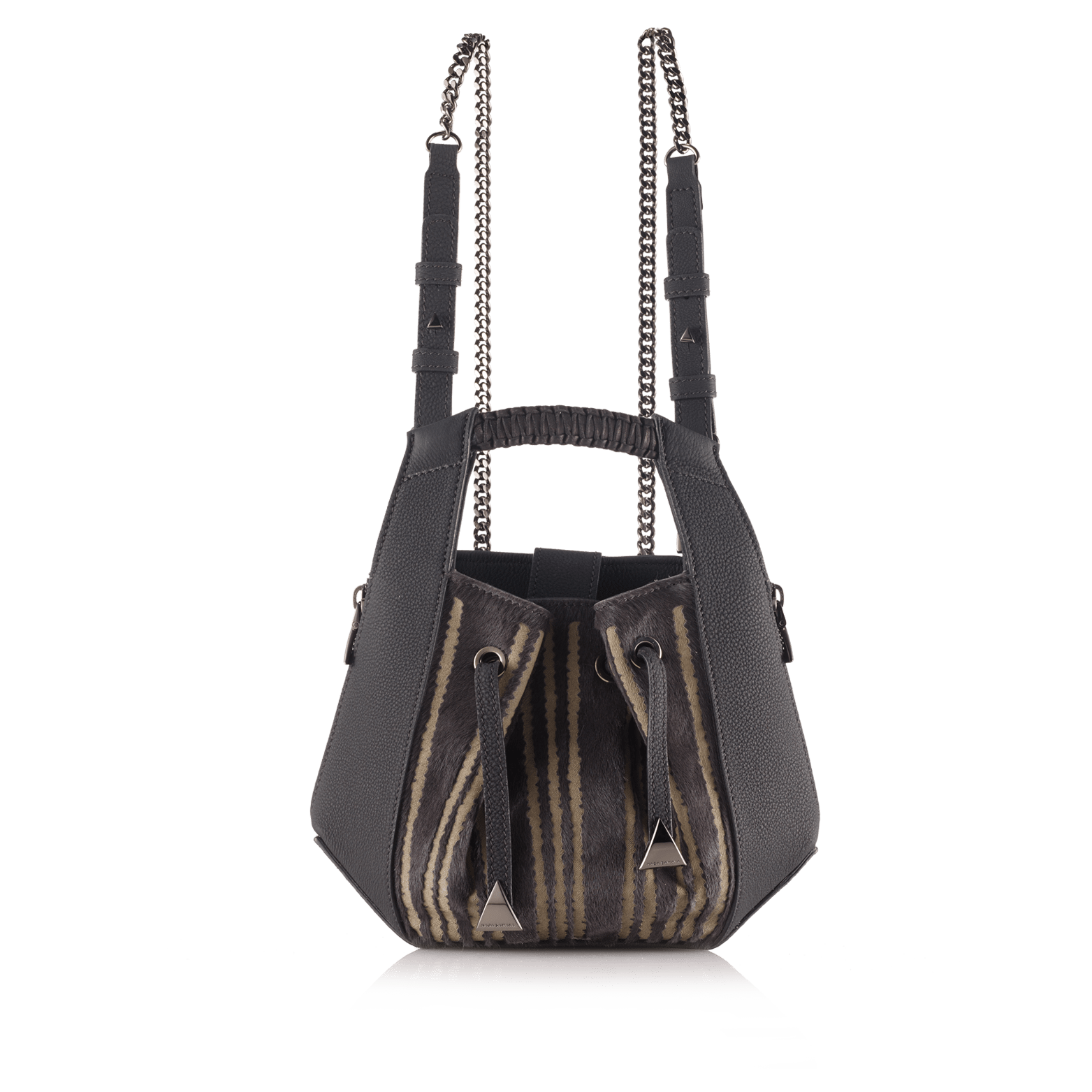 FL by NADA SAWAYA Backpack Black Lynn - Small Laser Cut haircalf and Leather Backpack