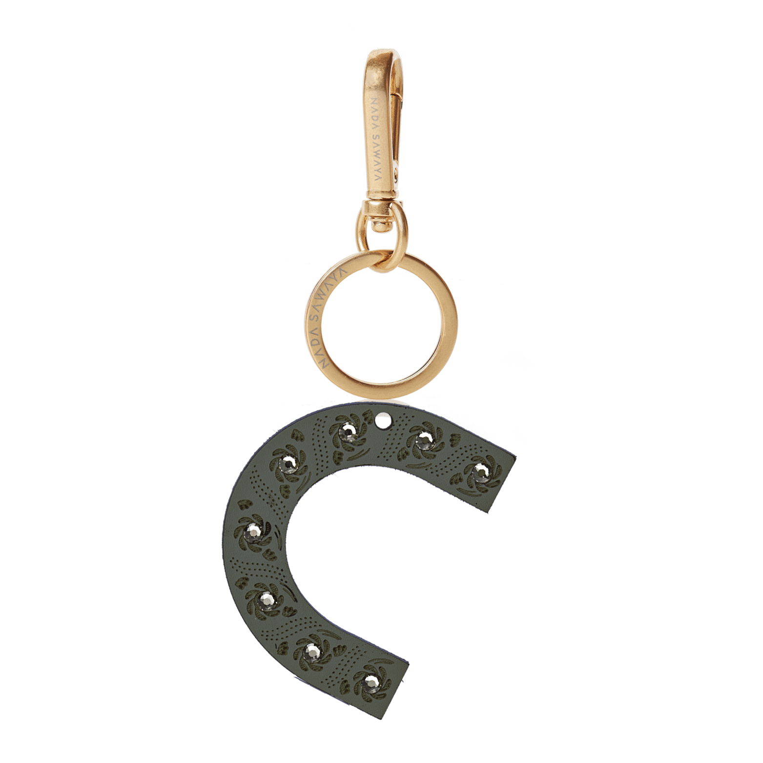 FL by NADA SAWAYA Bag Charm Large-C / Brass Gold / Grey 1-Letter Laser Cut Leather Charm