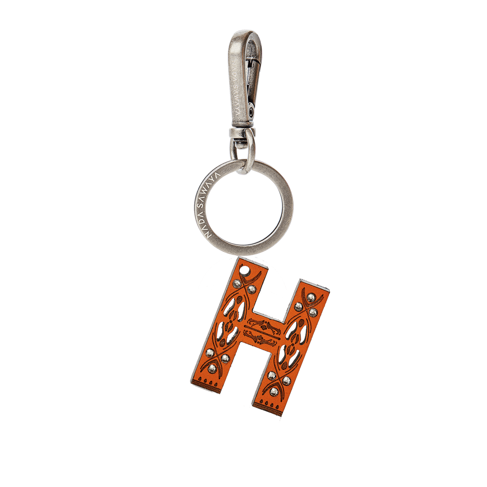 One Small H-Letter Leather Charm- Orange