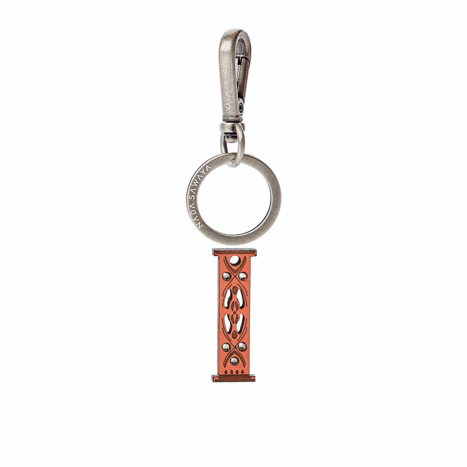 FL by NADA SAWAYA Bag Charm Small-i / Antic Silver / Coral 1-Letter Small Laser Cut Leather Charm