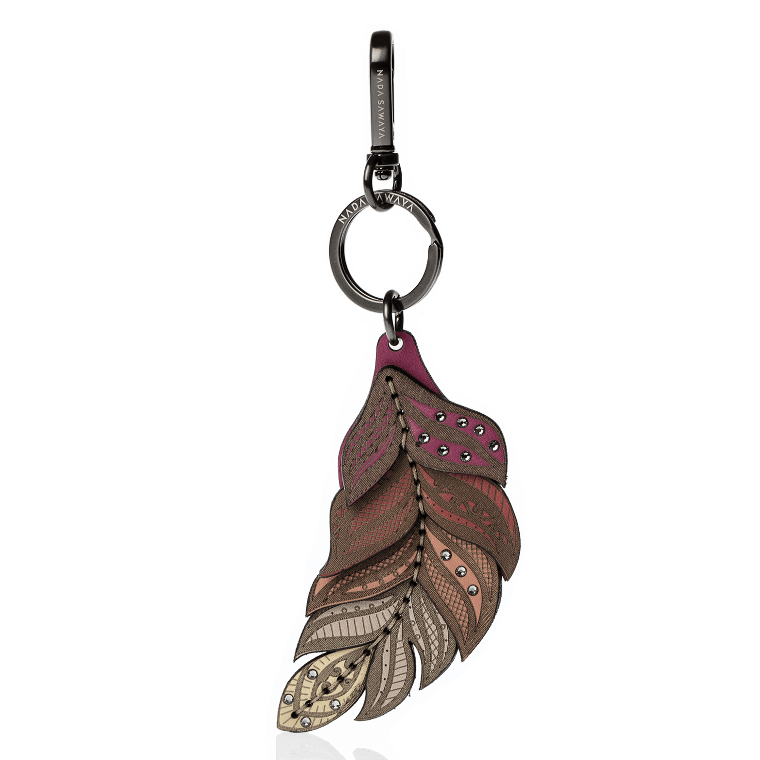 FL by NADA SAWAYA Bag Charm Red / Gold Feather Laser Cut Leather Charm
