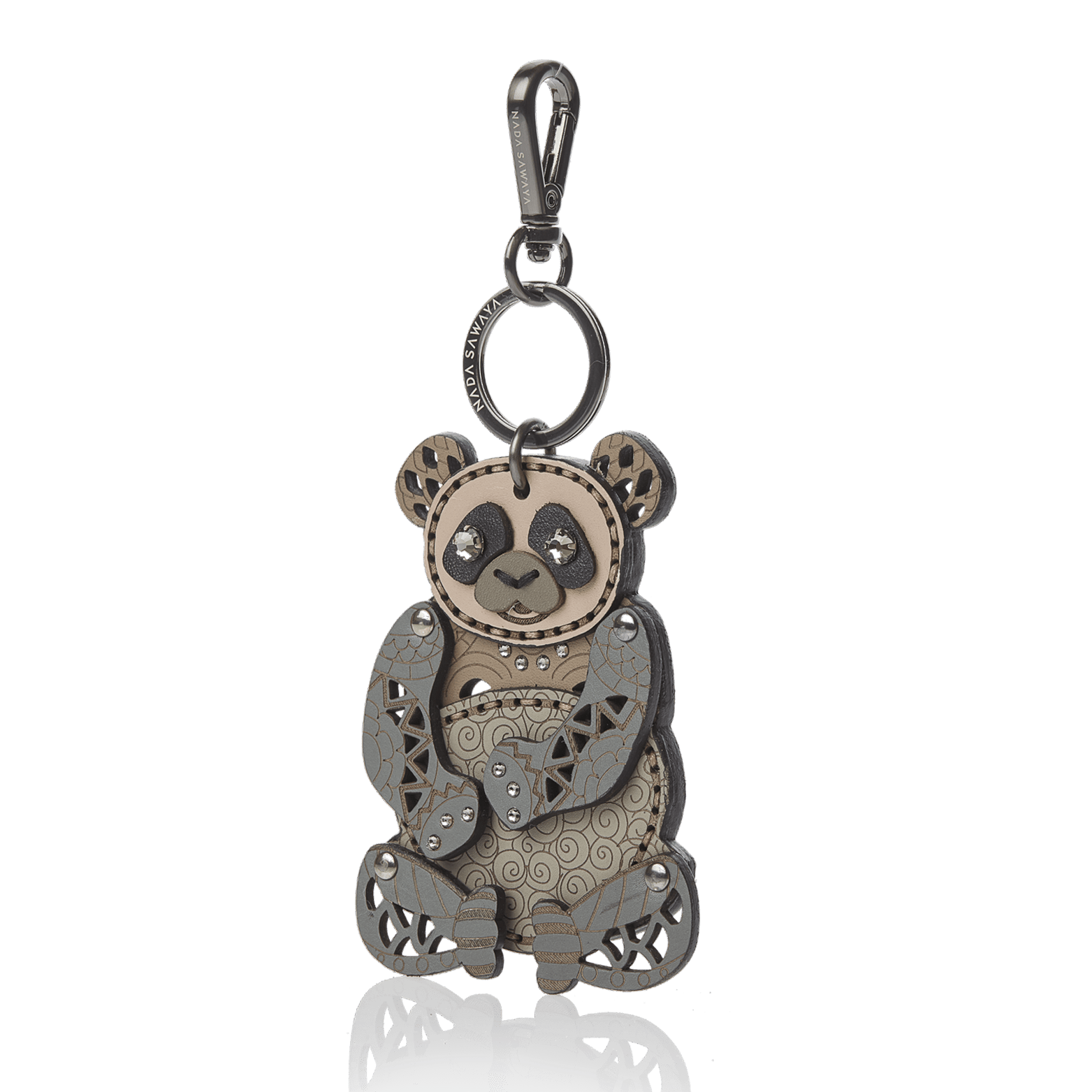 FL by NADA SAWAYA Bag Charm Neutral-tone Panda Laser Cut Leather Charm