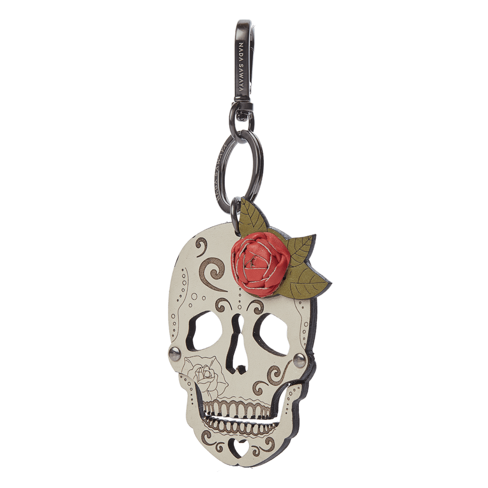 FL by NADA SAWAYA Bag Charm Red Skull Laser Cut Leather Charm