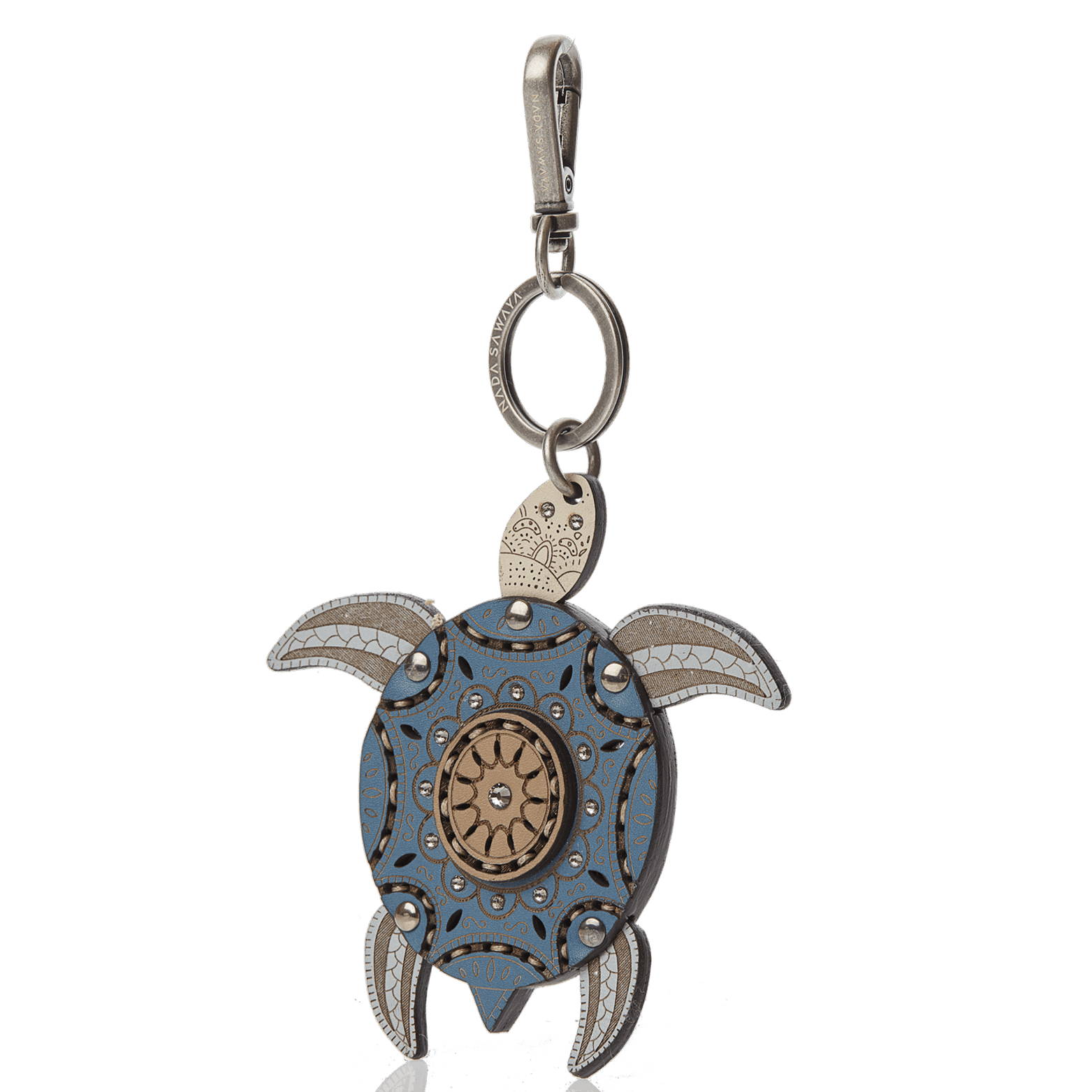 FL by NADA SAWAYA Bag Charm Blue Turtle Laser Cut Leather Charm