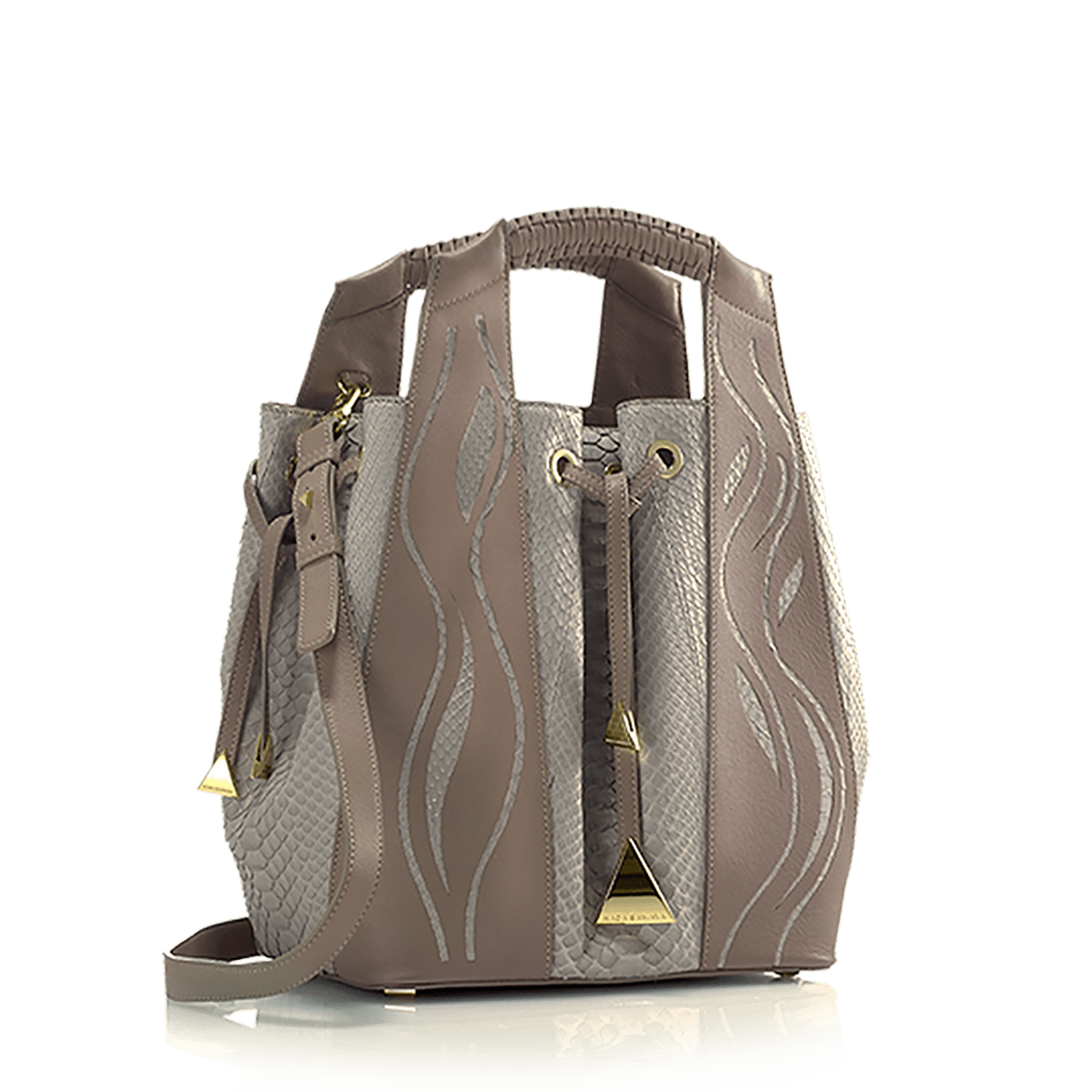FL by NADA SAWAYA Bucket bag Mud Leah - Large Laser Cut Python & Leather Bucket Bag