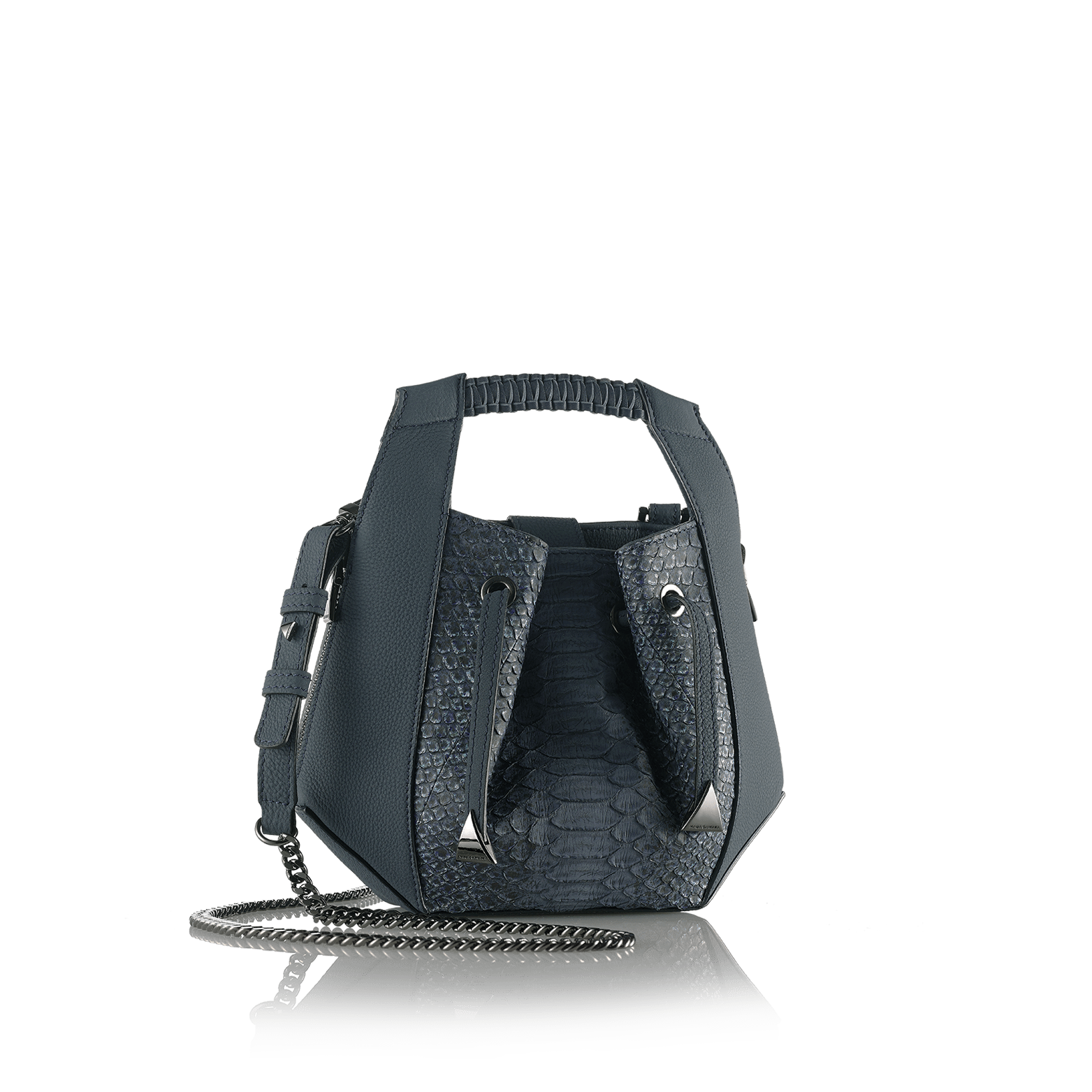 FL by NADA SAWAYA Bucket bag Blue Lynn - Small Python and Leather Crossbody Bag