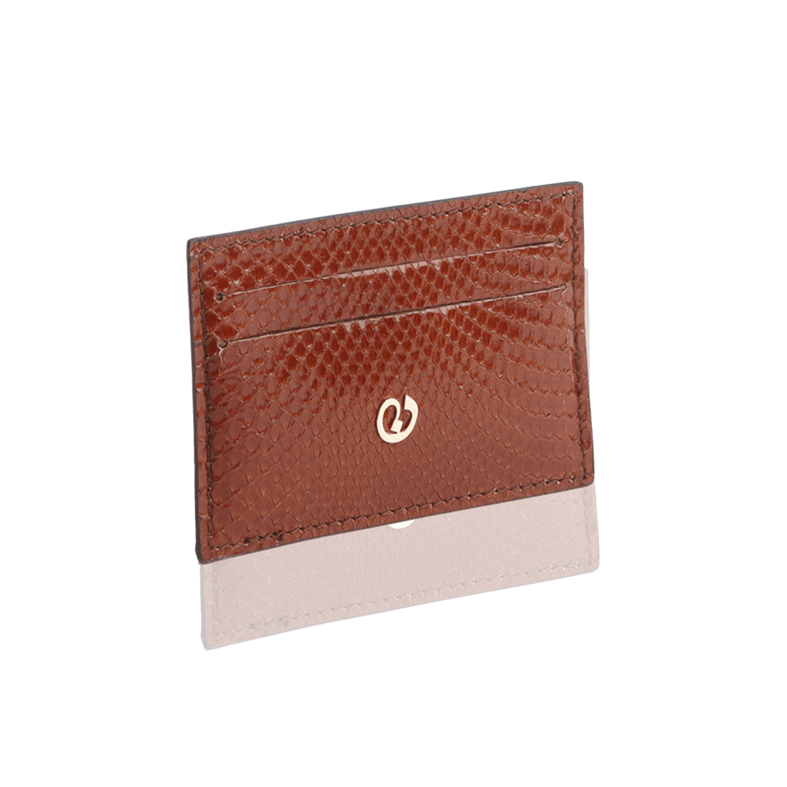 FL by NADA SAWAYA Credit Card Holder Rust / Light gold Python Card Case