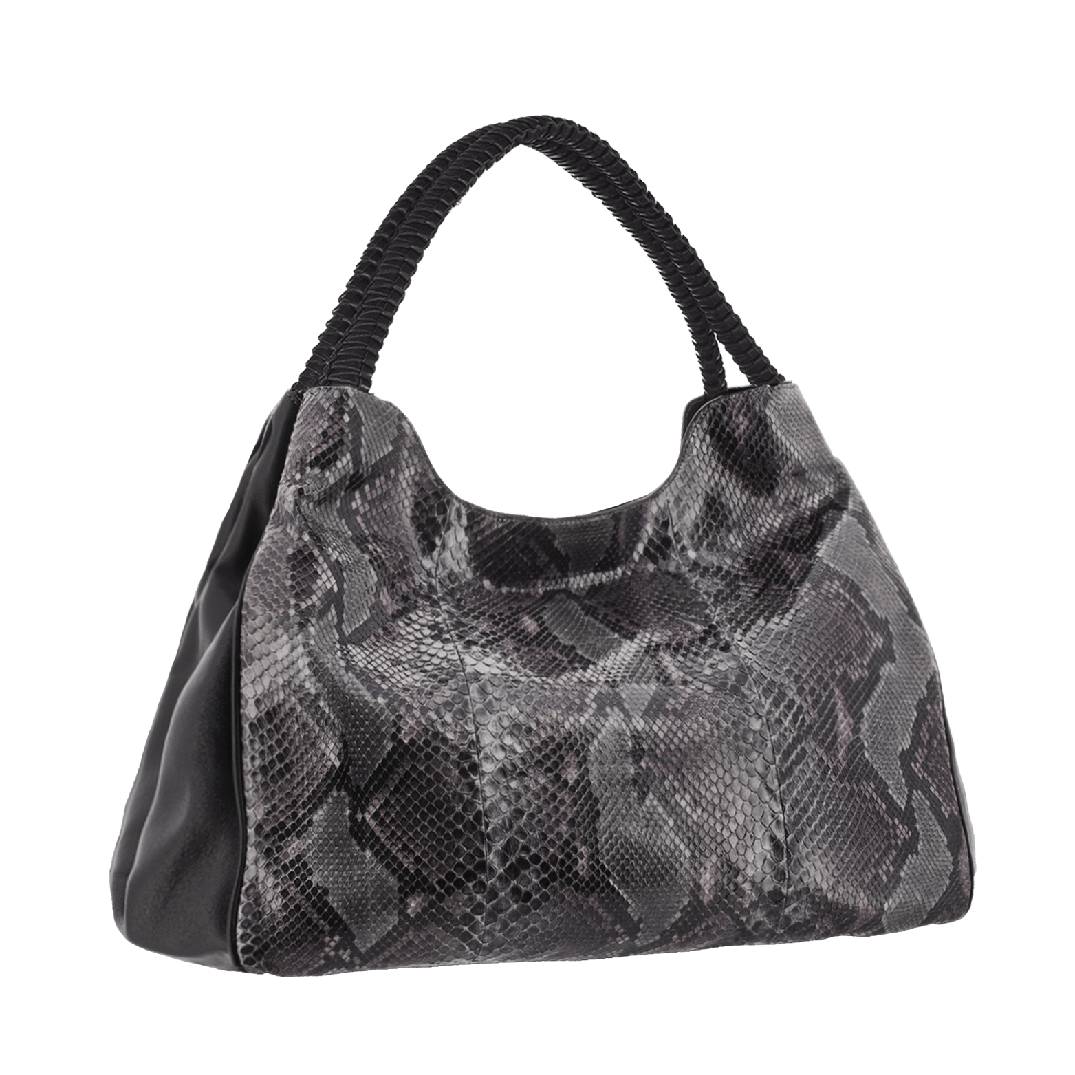 FL by NADA SAWAYA Hobo Purple and Grey Wynn Wynn - Python. and Leather Hobo Bag