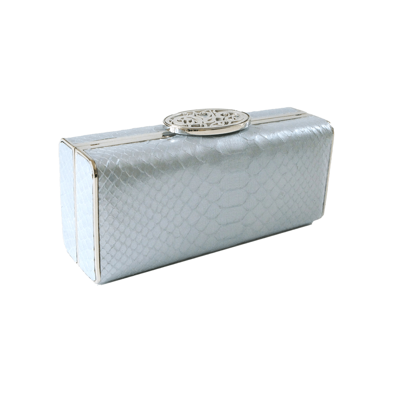 FL by NADA SAWAYA Minaudiere Light Blue / Palladium Ali - Python Minaudiere