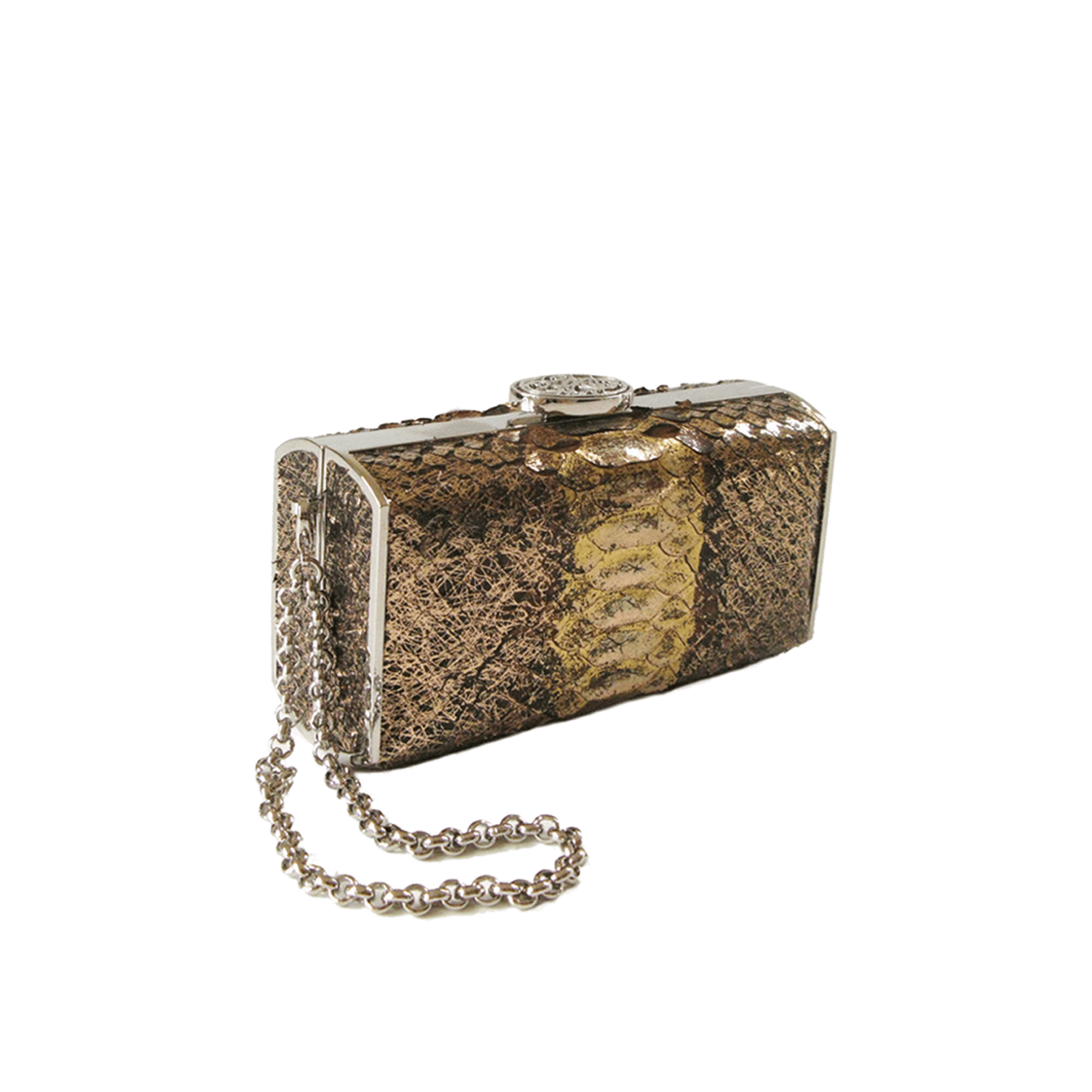 FL by NADA SAWAYA Minaudiere Bronze / Palladium / Hand-painted Andrea - Mini Python Minaudiere