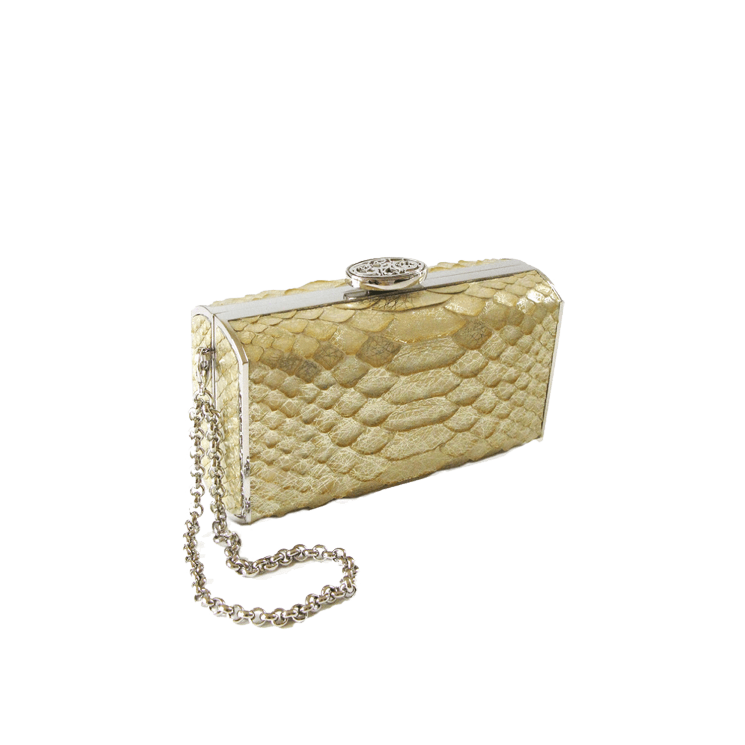 FL by NADA SAWAYA Minaudiere Light Gold / Palladium / Matt finish Andrea - Mini Python Minaudiere