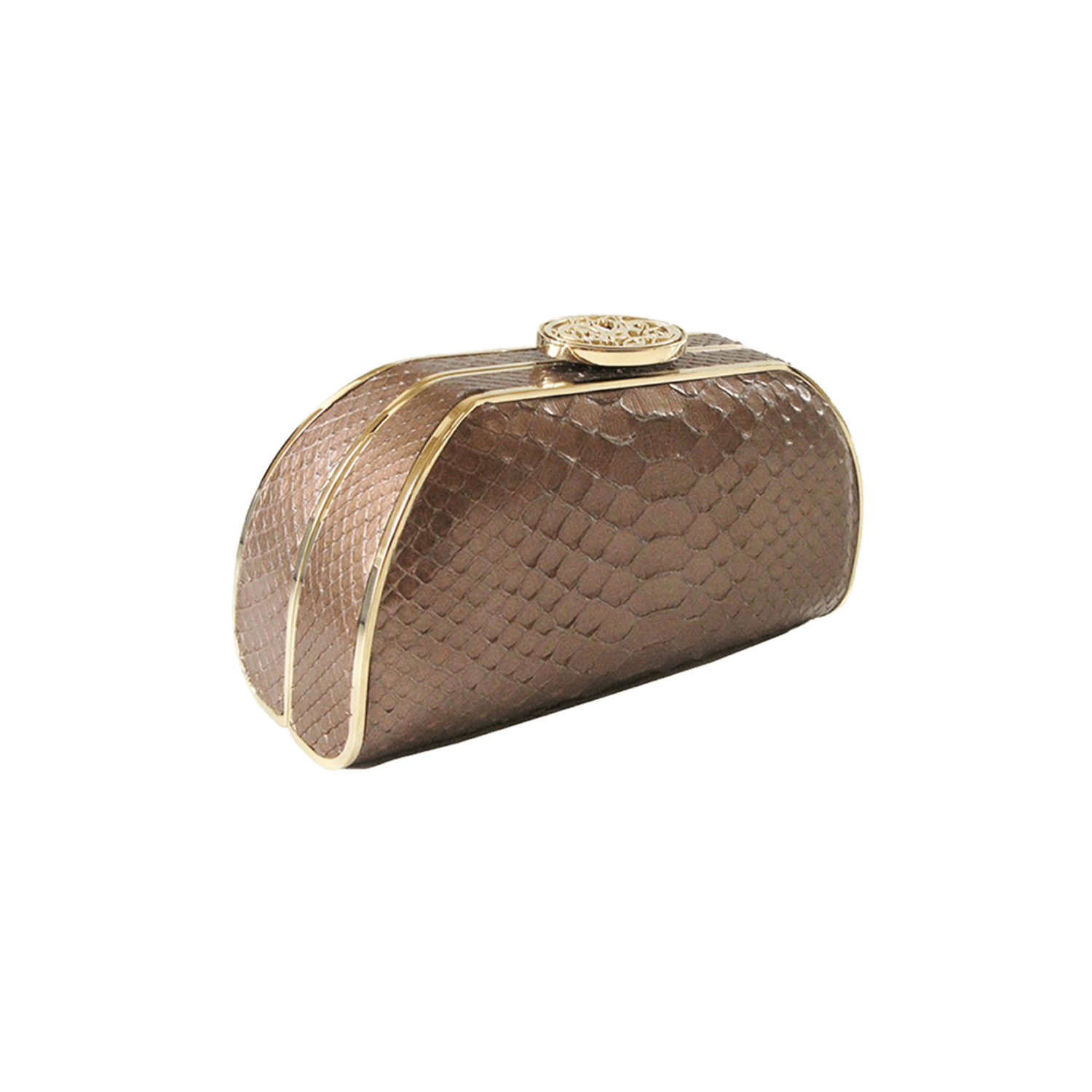 FL by NADA SAWAYA Minaudiere Bronze / Light gold Bella - Python Minaudiere