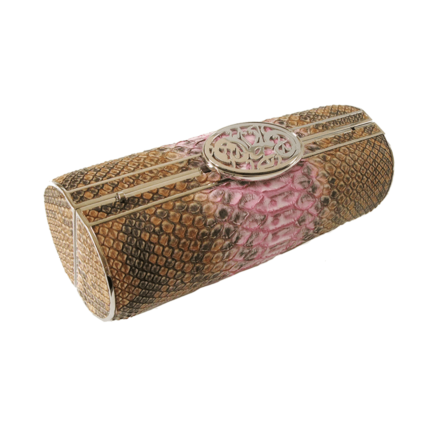 FL by NADA SAWAYA Minaudiere Beige / Pink / Palladium Maria - Python Minaudiere