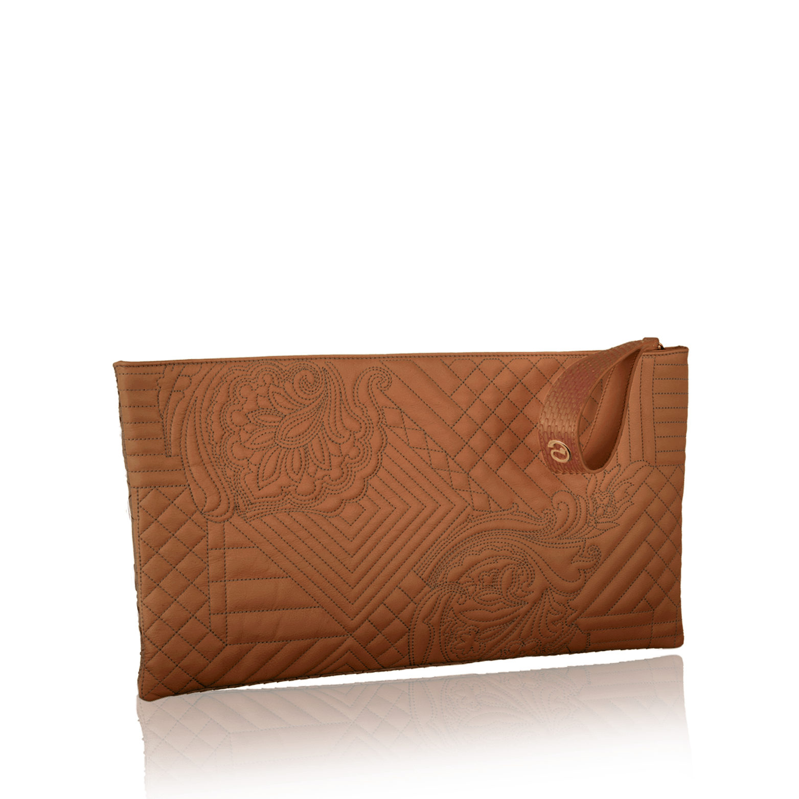 FL by NADA SAWAYA Pochette Tan Gigi - Embroidered Goatskin Pochette