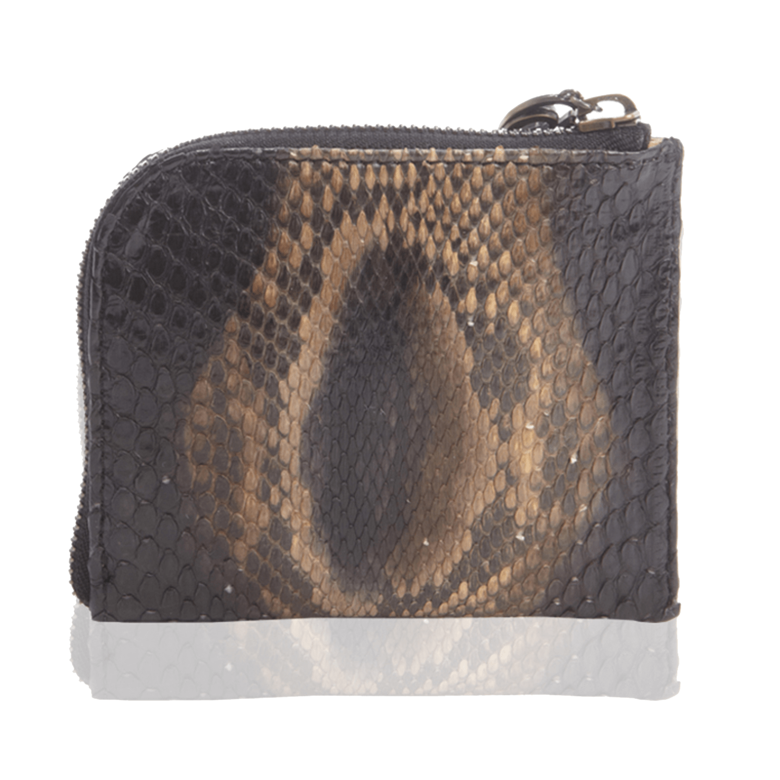 FL by NADA SAWAYA Wallet Black Small Square Zip-Around Python Wallet