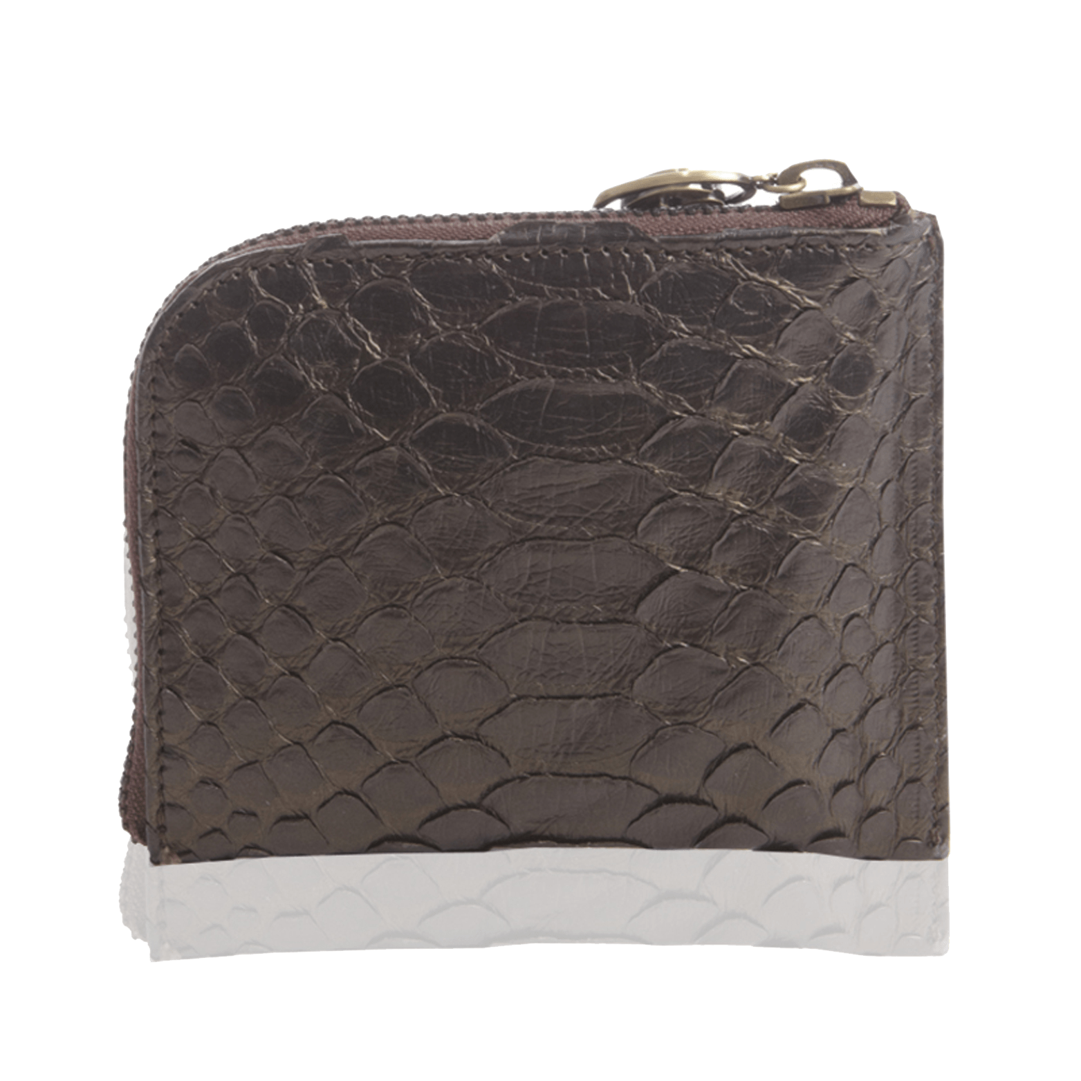 FL by NADA SAWAYA Wallet Black Small Square Zip-Around Python Wallet