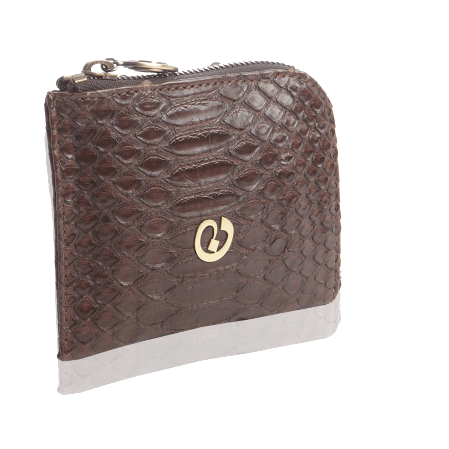 FL by NADA SAWAYA Wallet Brown / Antic Brass Small Square Zip-Around Python Wallet
