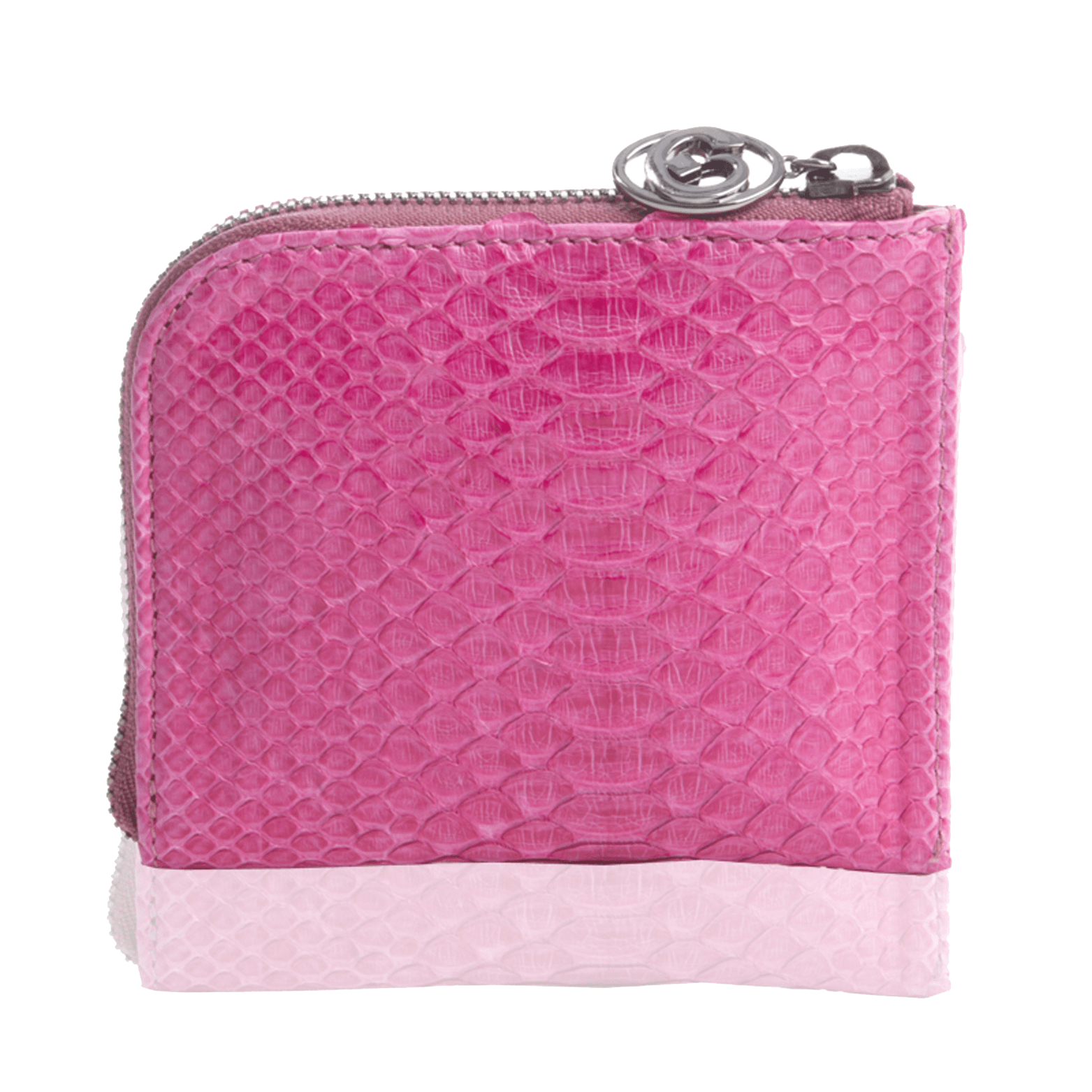 FL by NADA SAWAYA Wallet Fuschia Small Square Zip-Around Python Wallet
