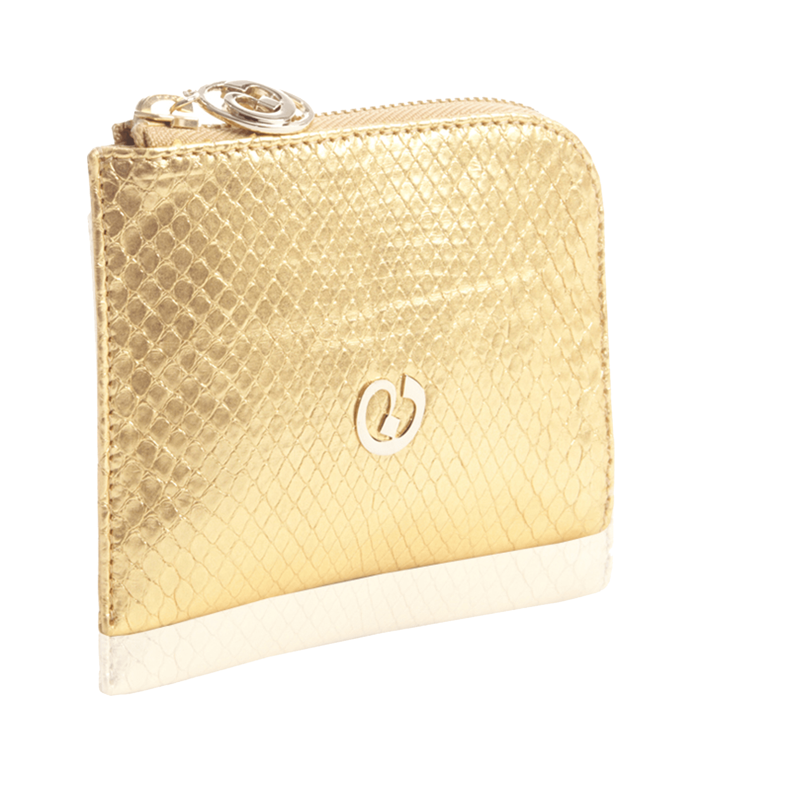 FL by NADA SAWAYA Wallet Gold Small Square Zip-Around Python Wallet
