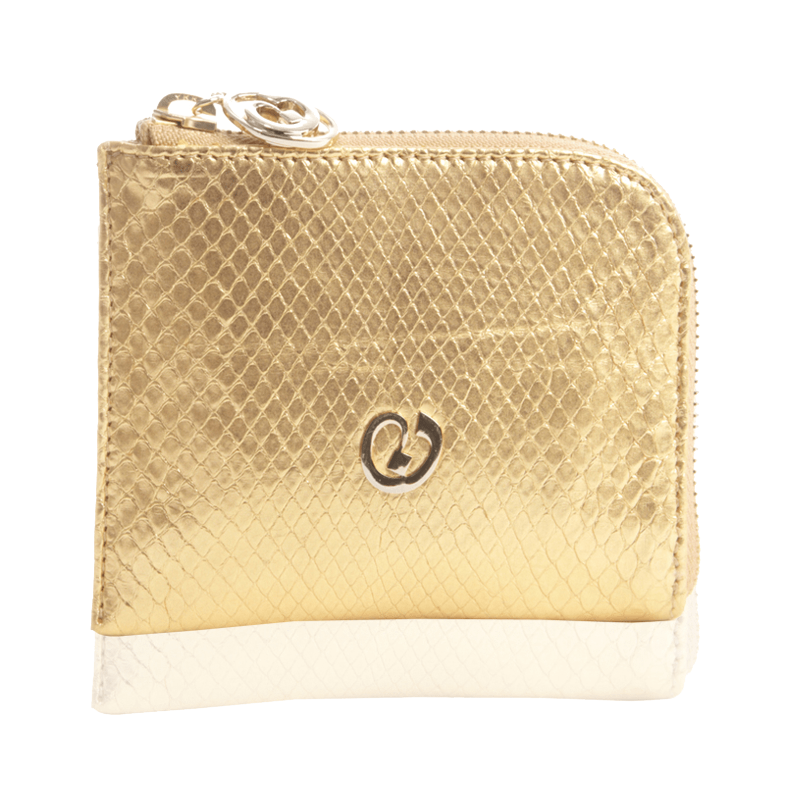 FL by NADA SAWAYA Wallet Gold Small Square Zip-Around Python Wallet