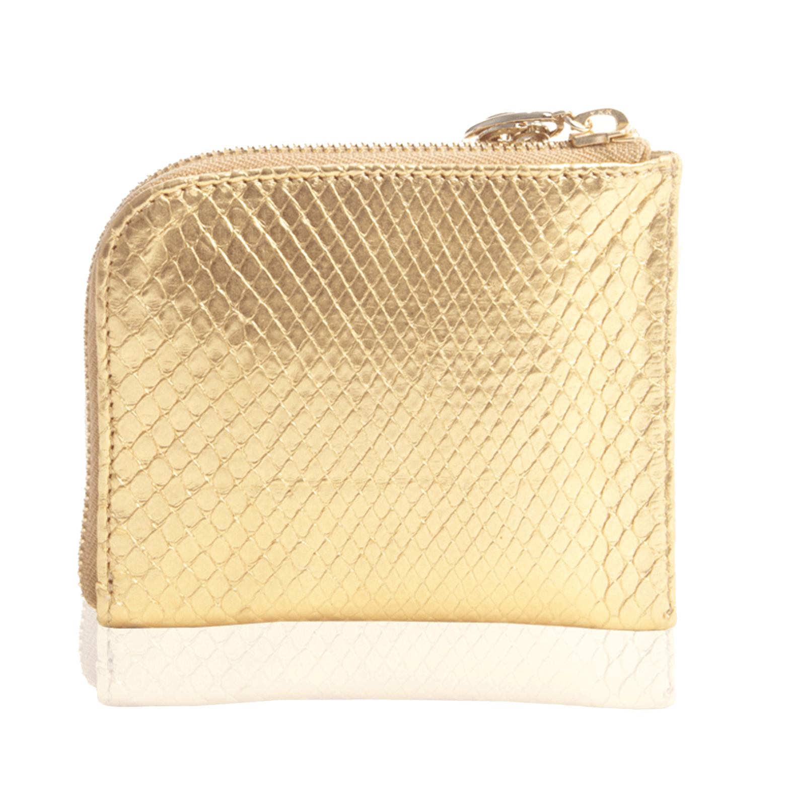 FL by NADA SAWAYA Wallet Gold Small Square Zip-Around Python Wallet