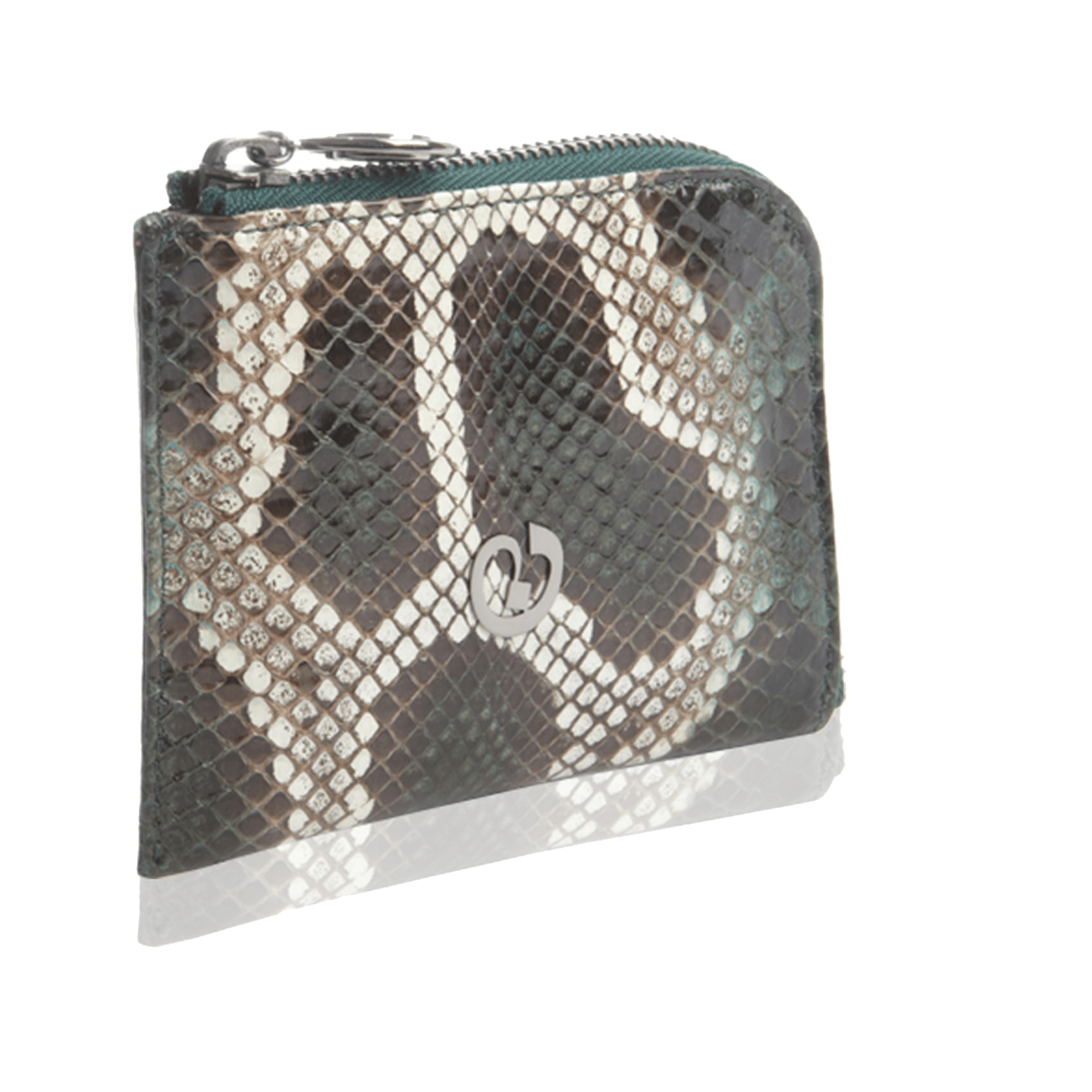 FL by NADA SAWAYA Wallet Green Small Square Zip-Around Python Wallet