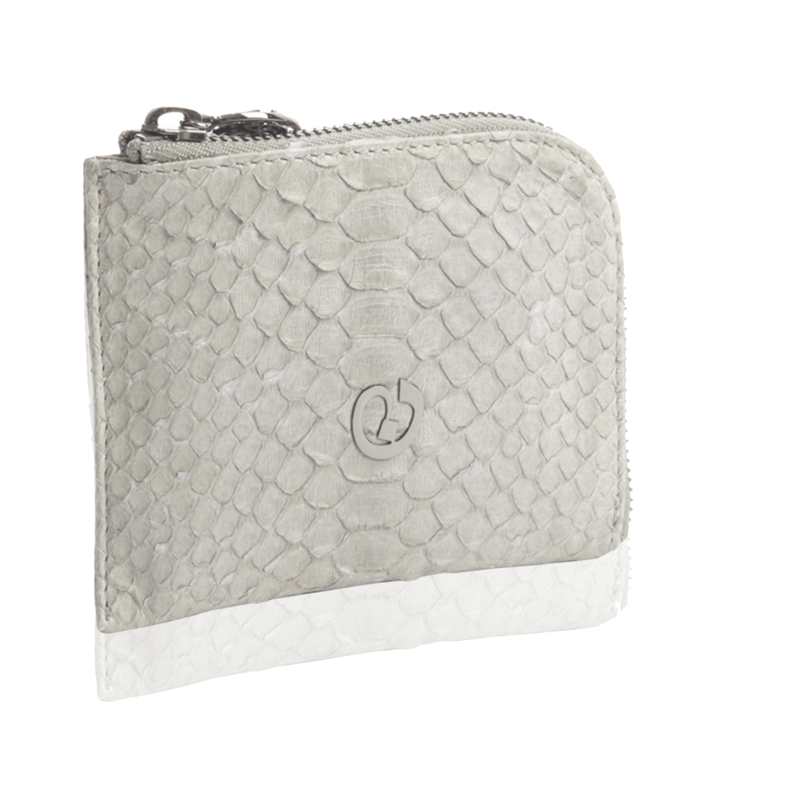 FL by NADA SAWAYA Wallet Grey / Gunmetal Small Square Zip-Around Python Wallet