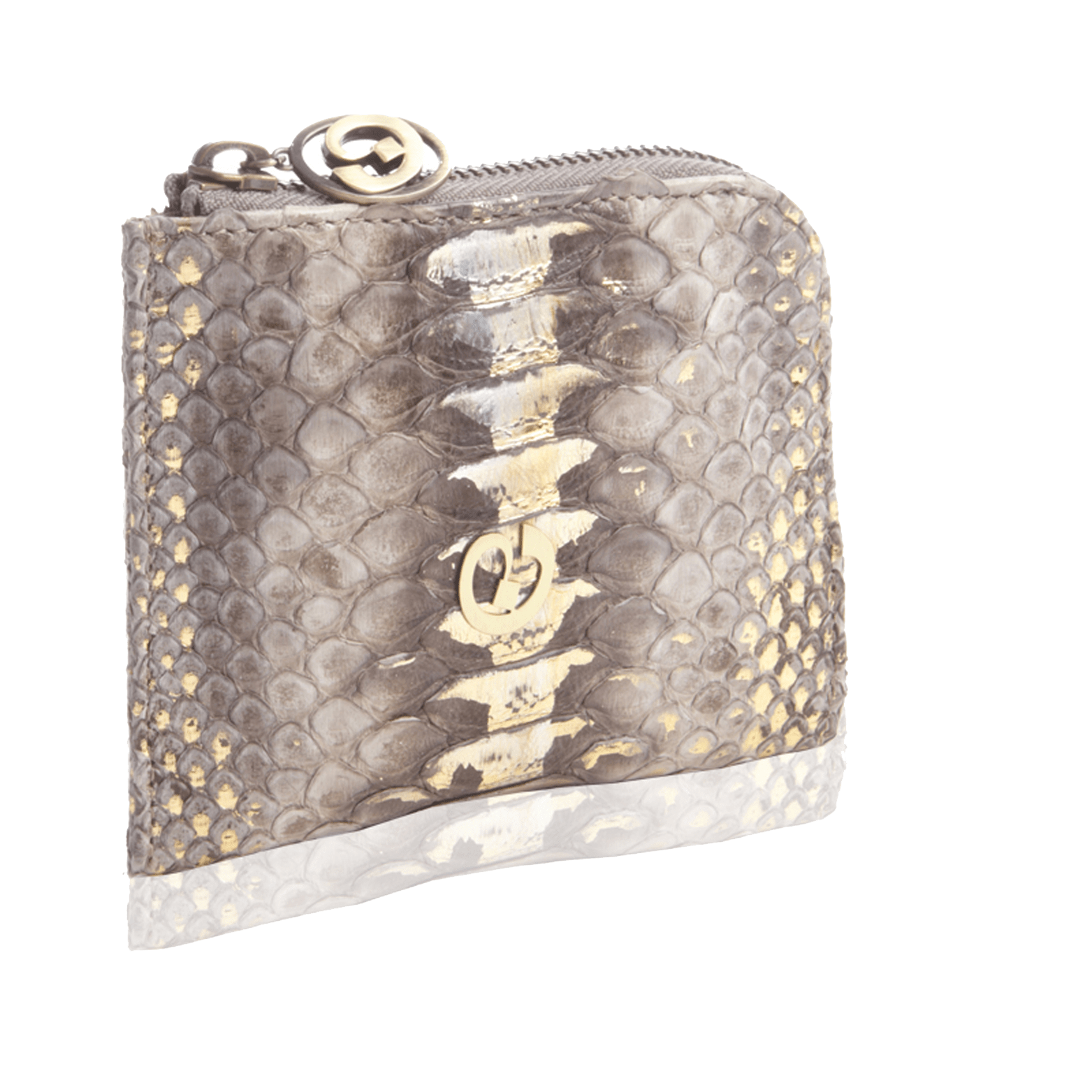 FL by NADA SAWAYA Wallet Light Grey Small Square Zip-Around Python Wallet