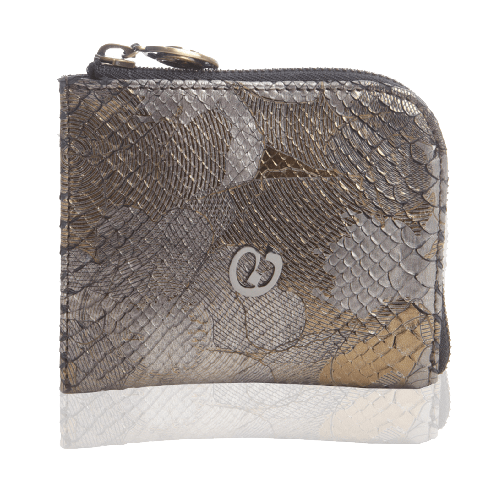 FL by NADA SAWAYA Wallet Pewter Small Square Zip-Around Python Wallet