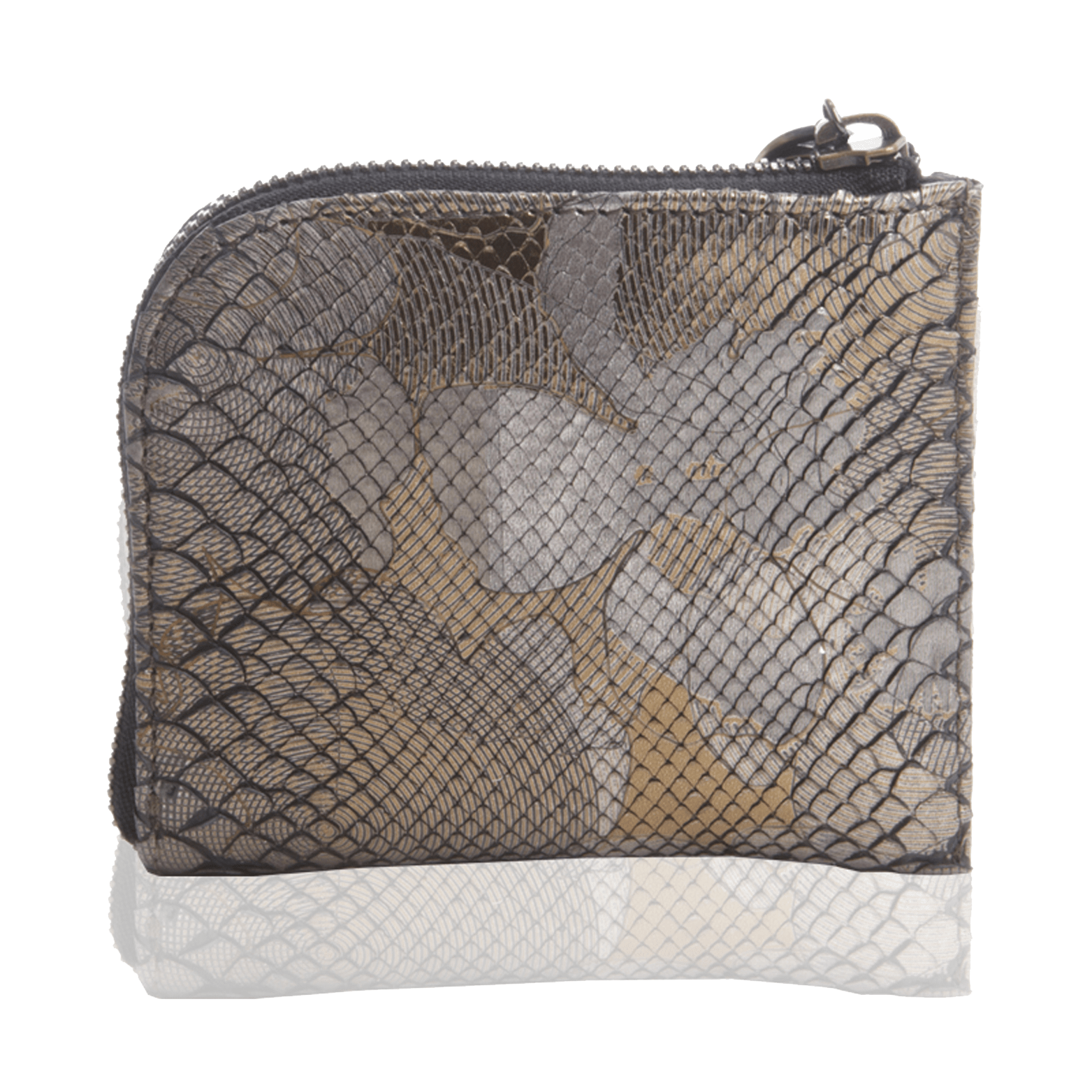 FL by NADA SAWAYA Wallet Pewter Small Square Zip-Around Python Wallet
