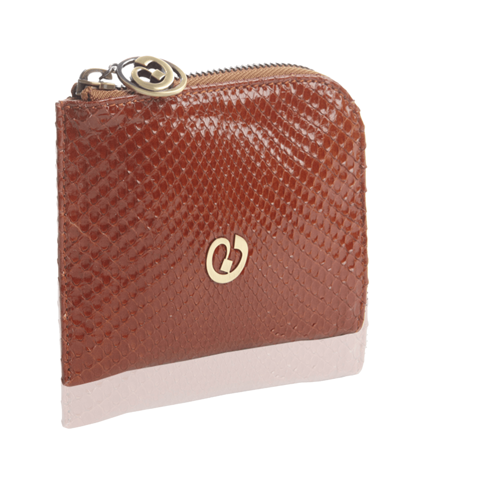 FL by NADA SAWAYA Wallet Rust / Antic Brass Small Square Zip-Around Python Wallet