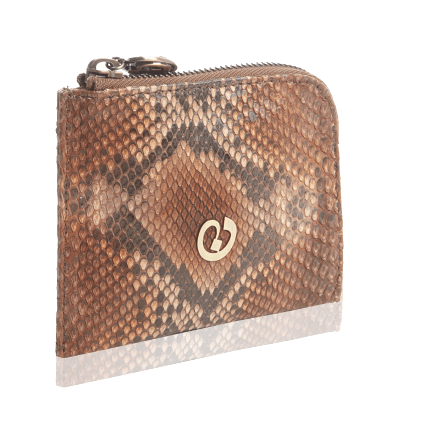 FL by NADA SAWAYA Wallet Smog / Gunmetal Small Square Zip-Around Python Wallet