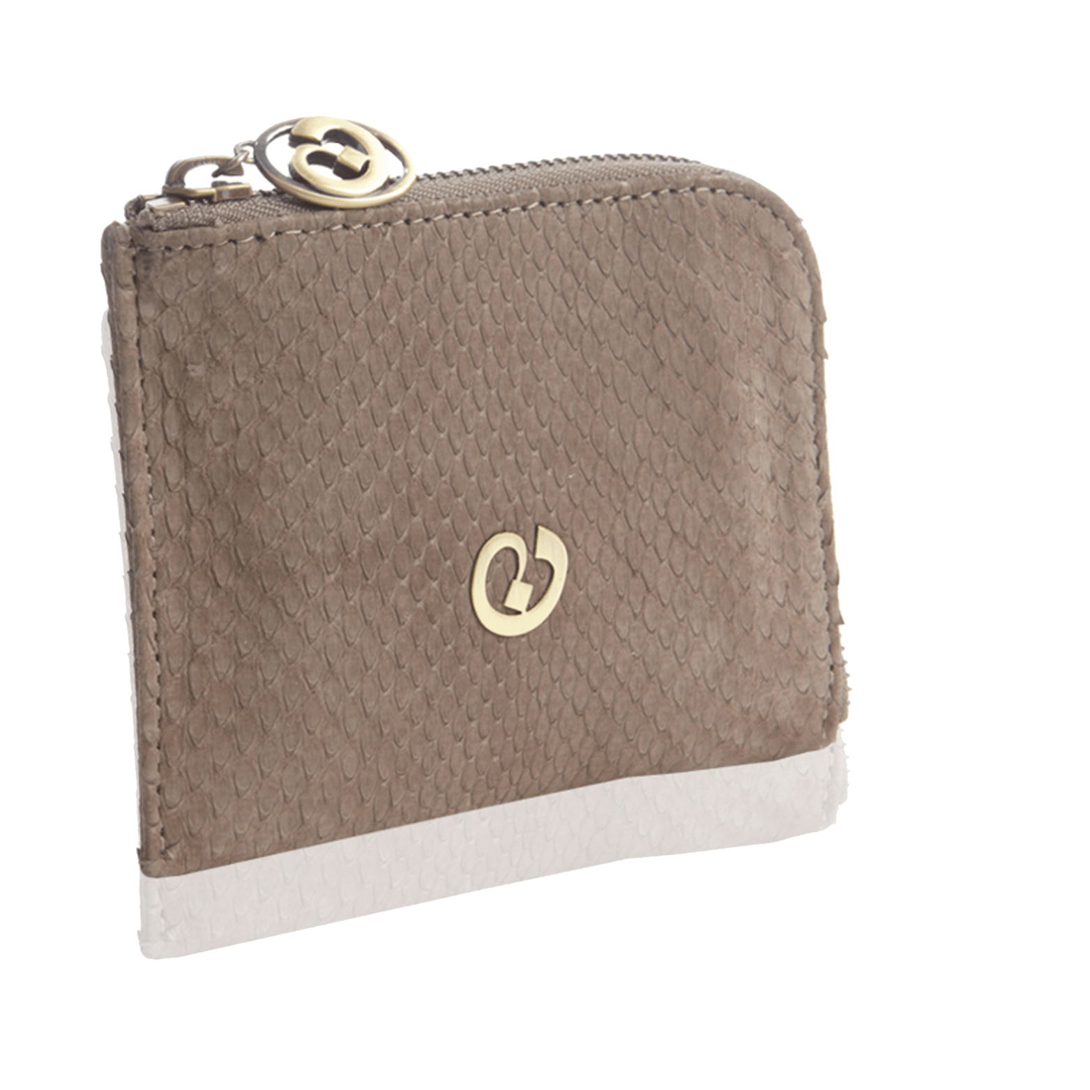 FL by NADA SAWAYA Wallet Taupe Small Square Zip-Around Python Wallet