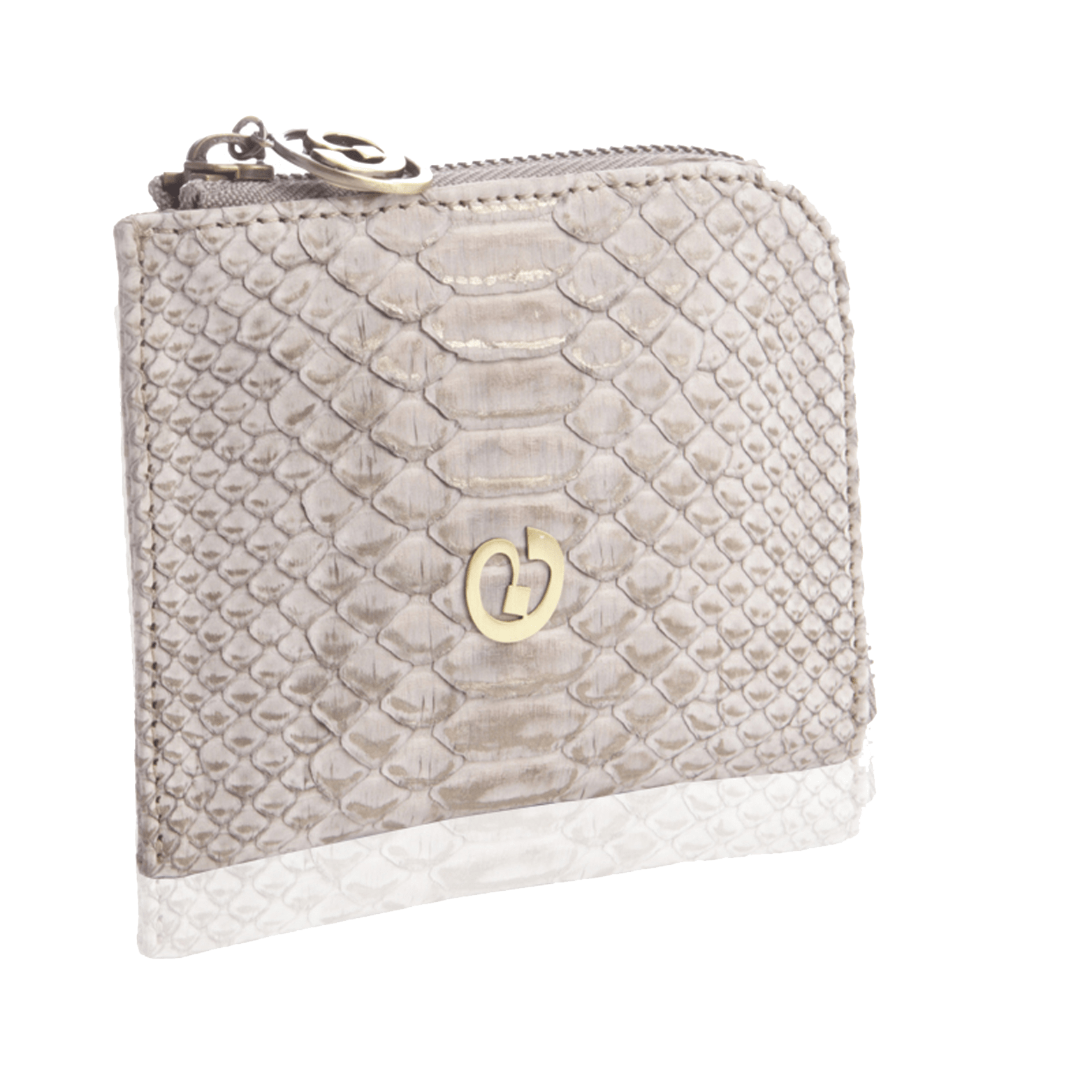 FL by NADA SAWAYA Wallet Taupe Small Square Zip-Around Python Wallet