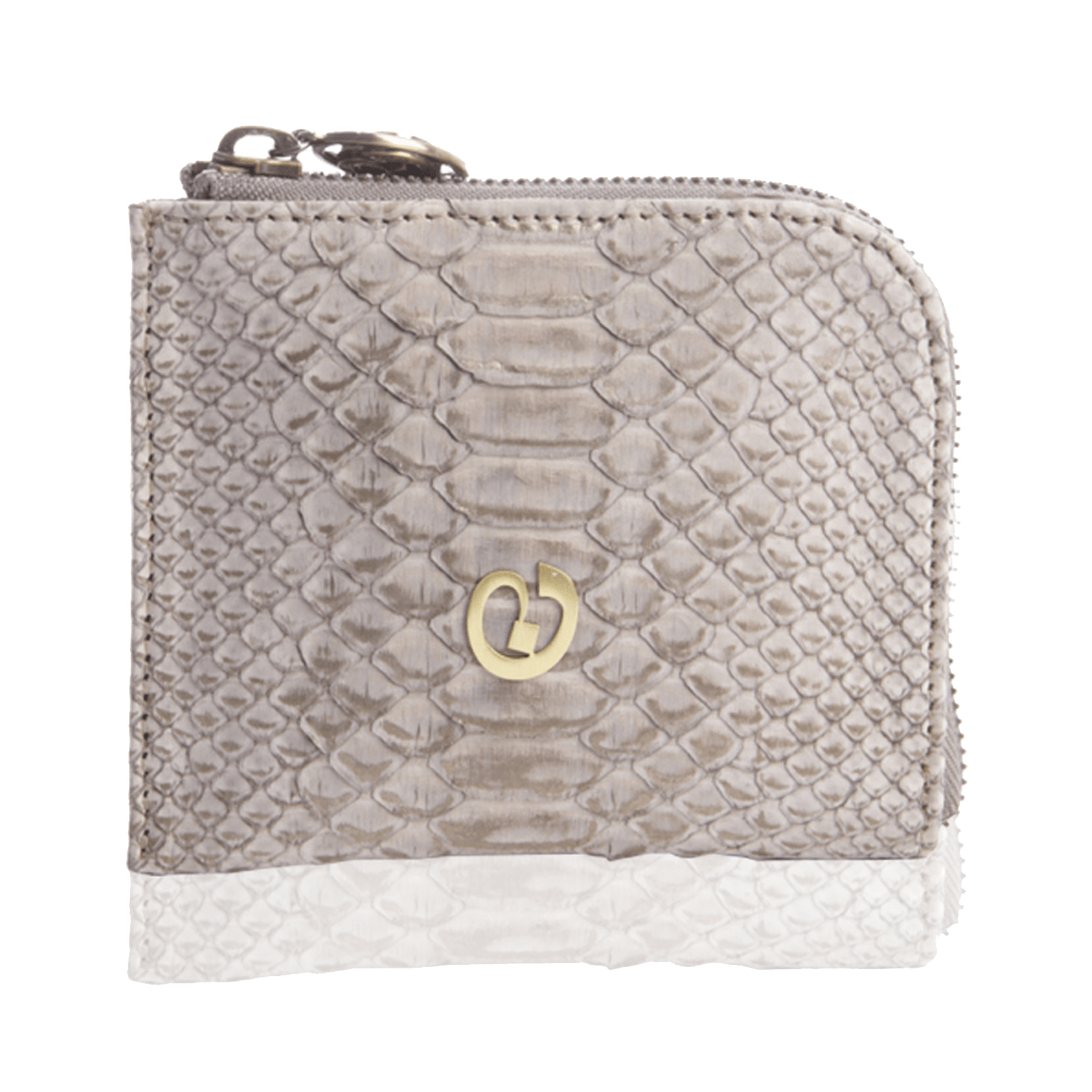 FL by NADA SAWAYA Wallet Taupe Small Square Zip-Around Python Wallet