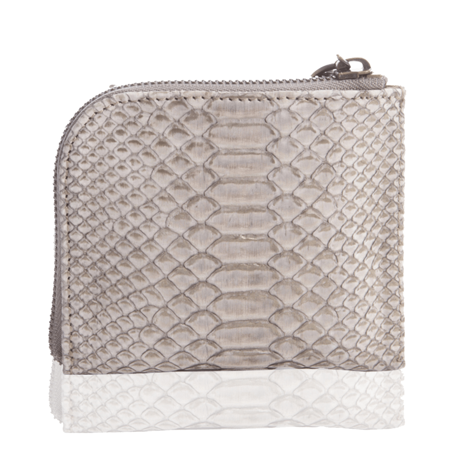 FL by NADA SAWAYA Wallet Taupe Small Square Zip-Around Python Wallet