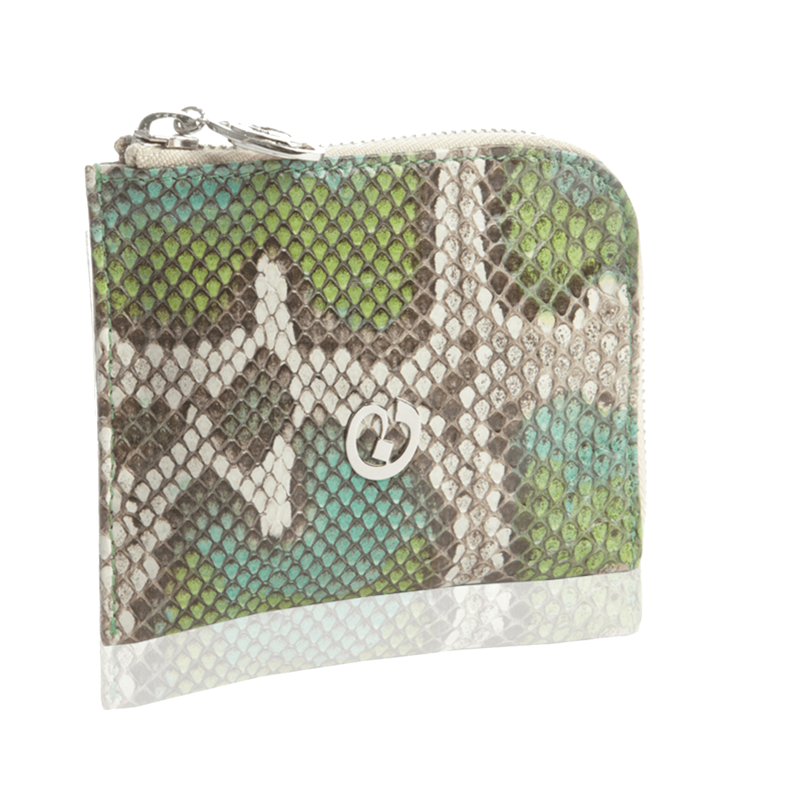 FL by NADA SAWAYA Wallet Turquoise Small Square Zip-Around Python Wallet